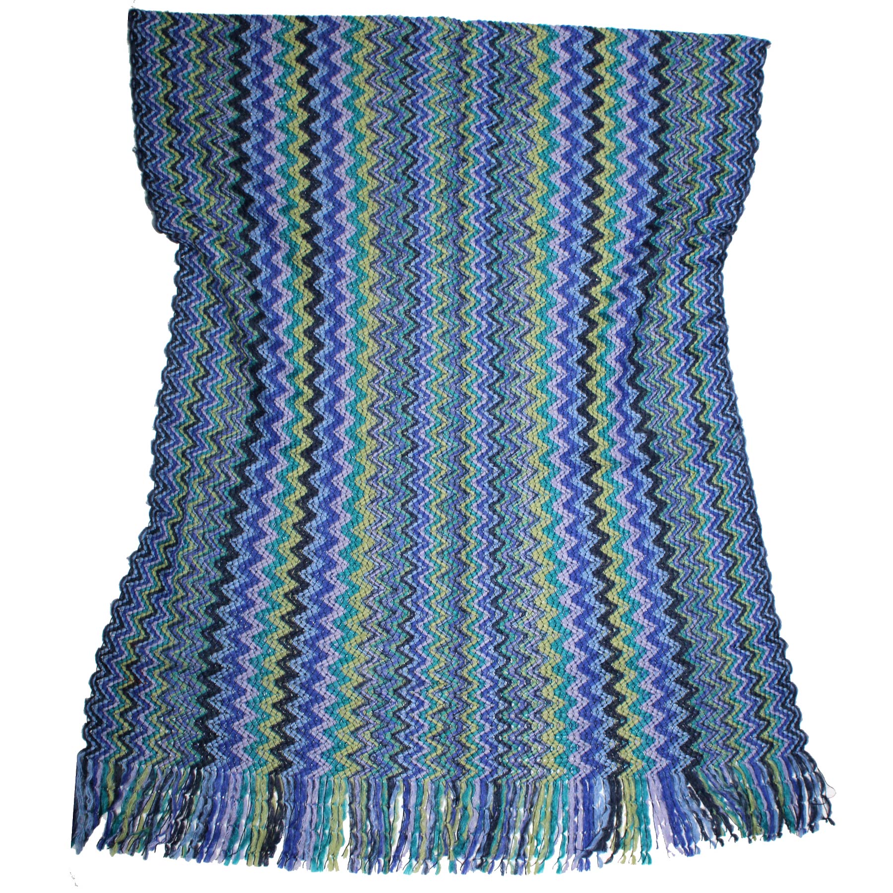 Missoni Scarf Blue Lilac Herringbone Design - Designer Shawl