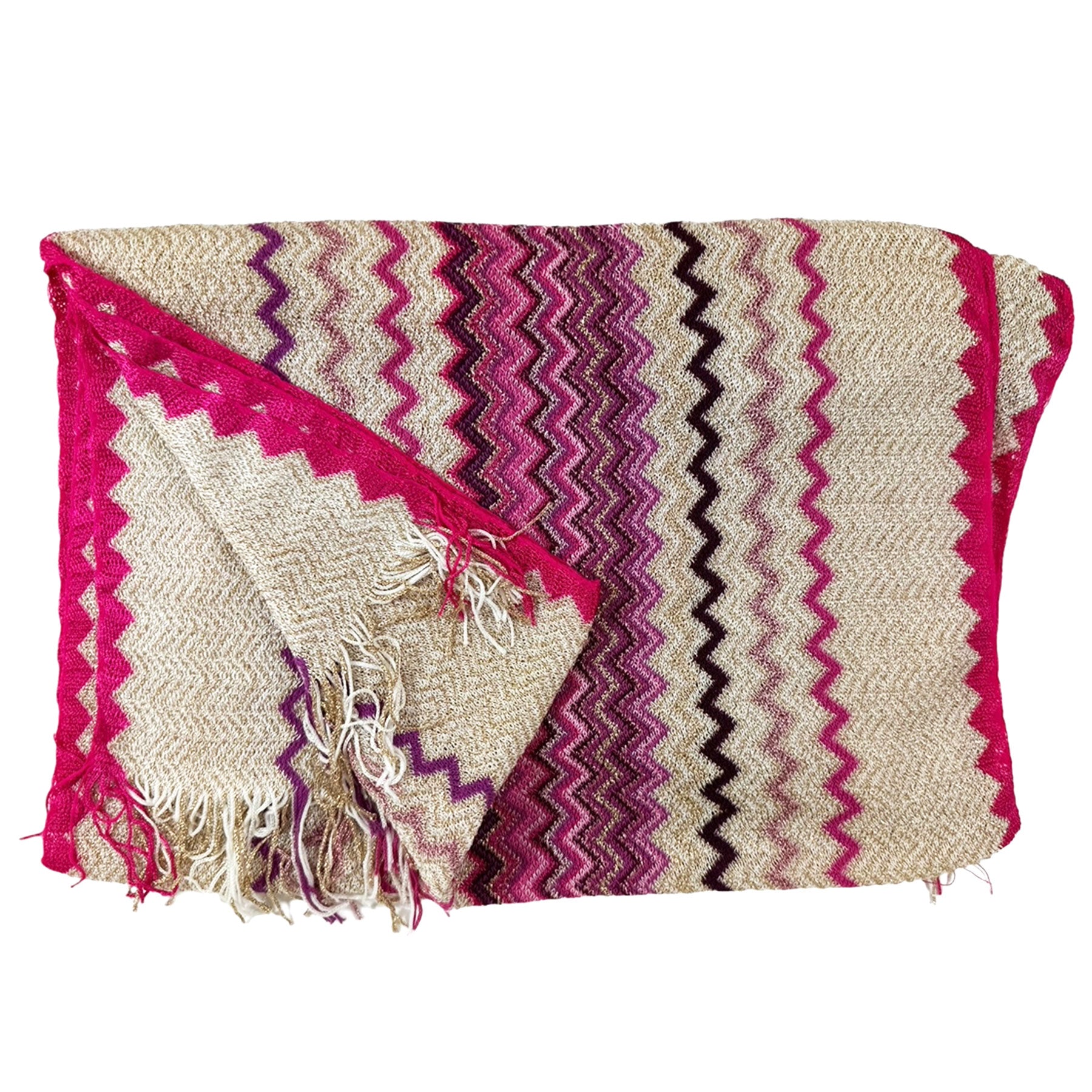 Missoni Scarf Purple Pink Chevron Design Women Designer Shawl