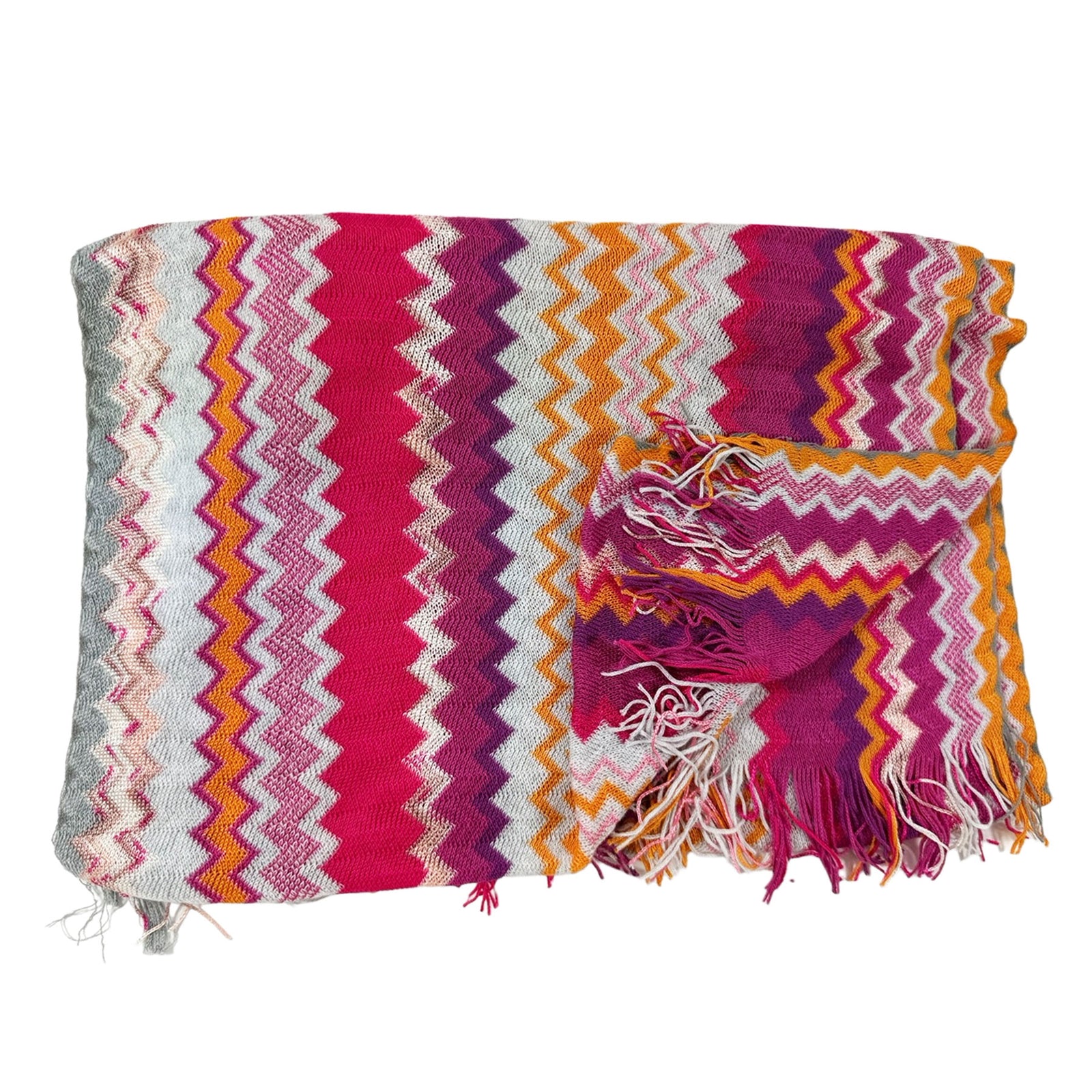 Missoni Scarf Purple Pink Orange Chevron Design - Designer Shawl