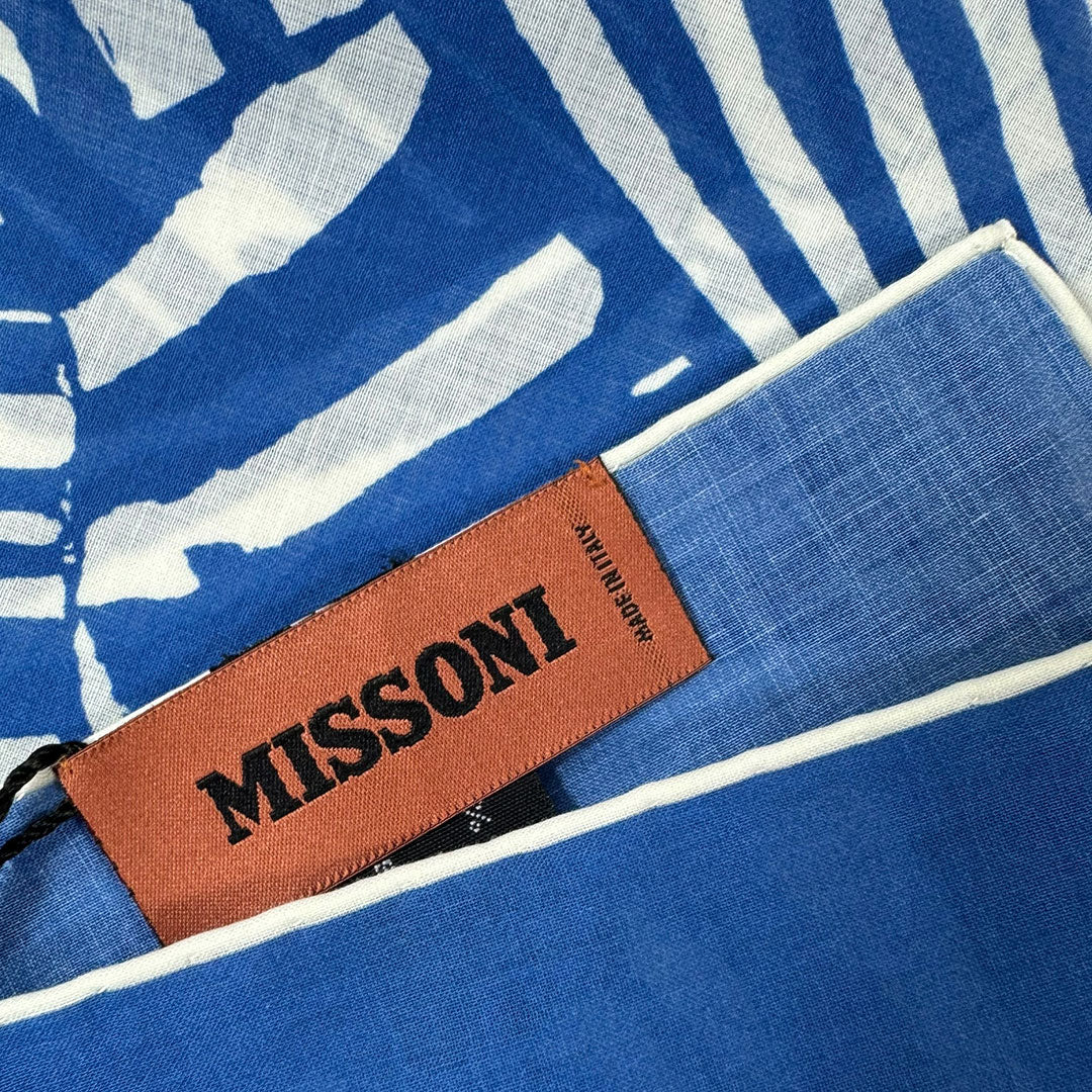 Missoni Small Cotton Scarf Blue White 