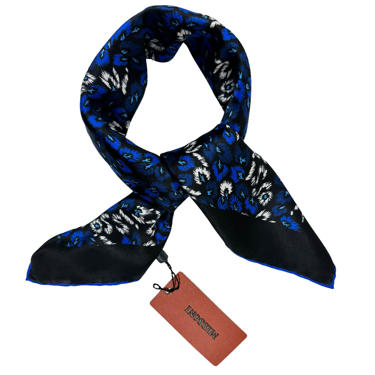 Missoni Small Silk Scarf Royal Blue Floral Design SALE