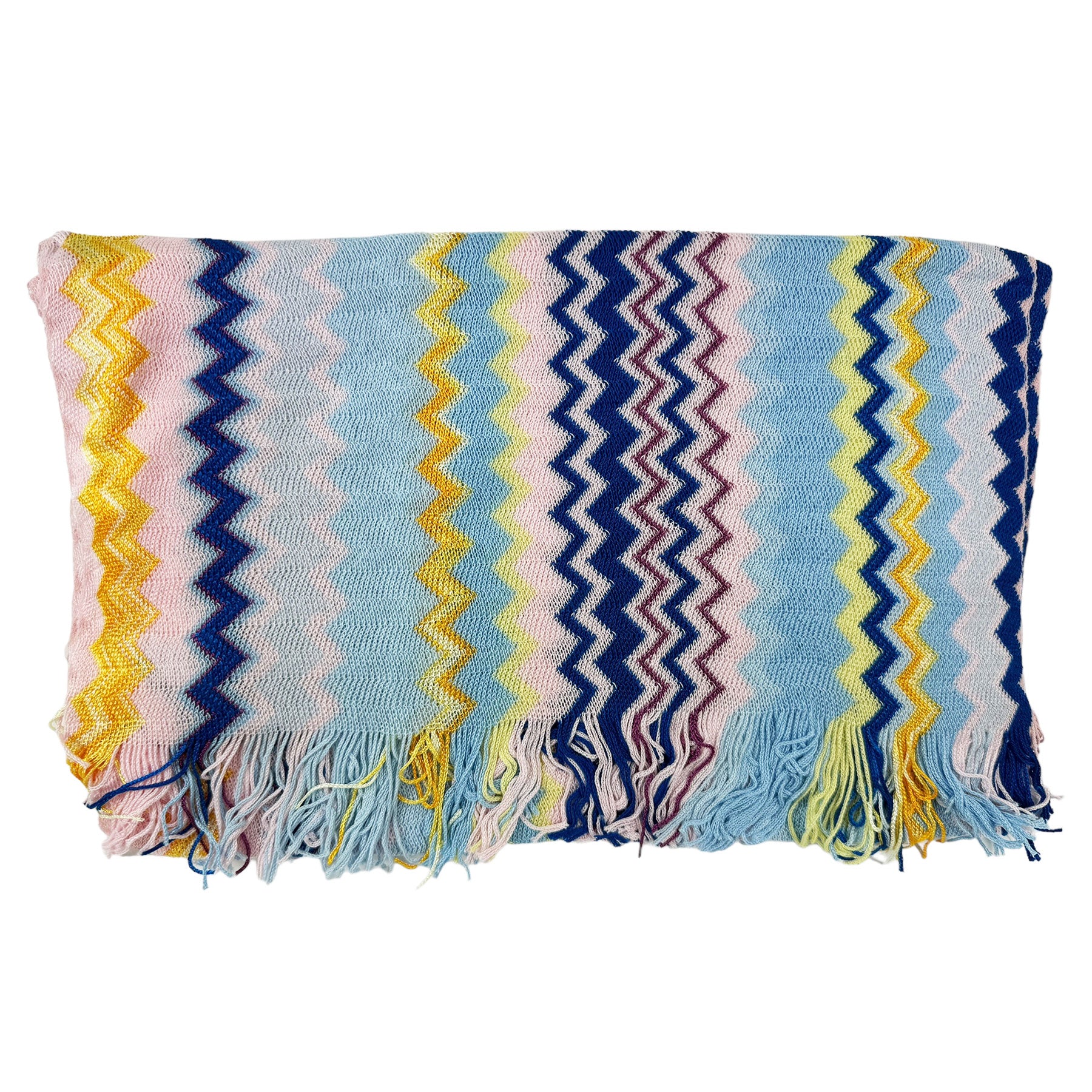 Missoni Scarf Pink Blue Yellow Chevron Design Women Designer
