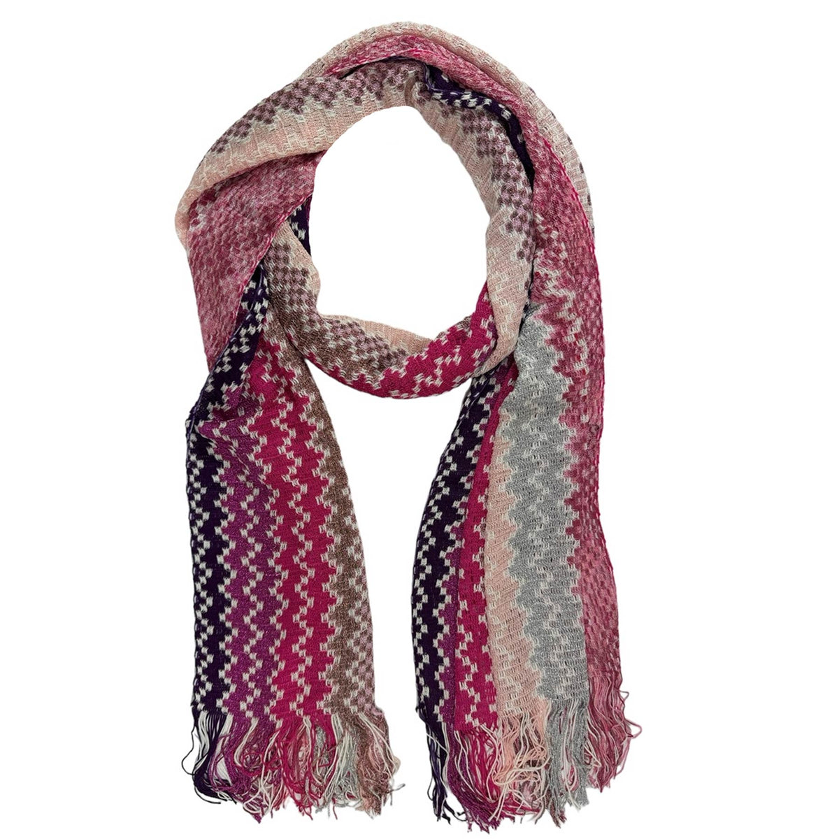 Missoni Scarf Pink White Cranberry Zigzag Pattern Women Designer Shawl SALE