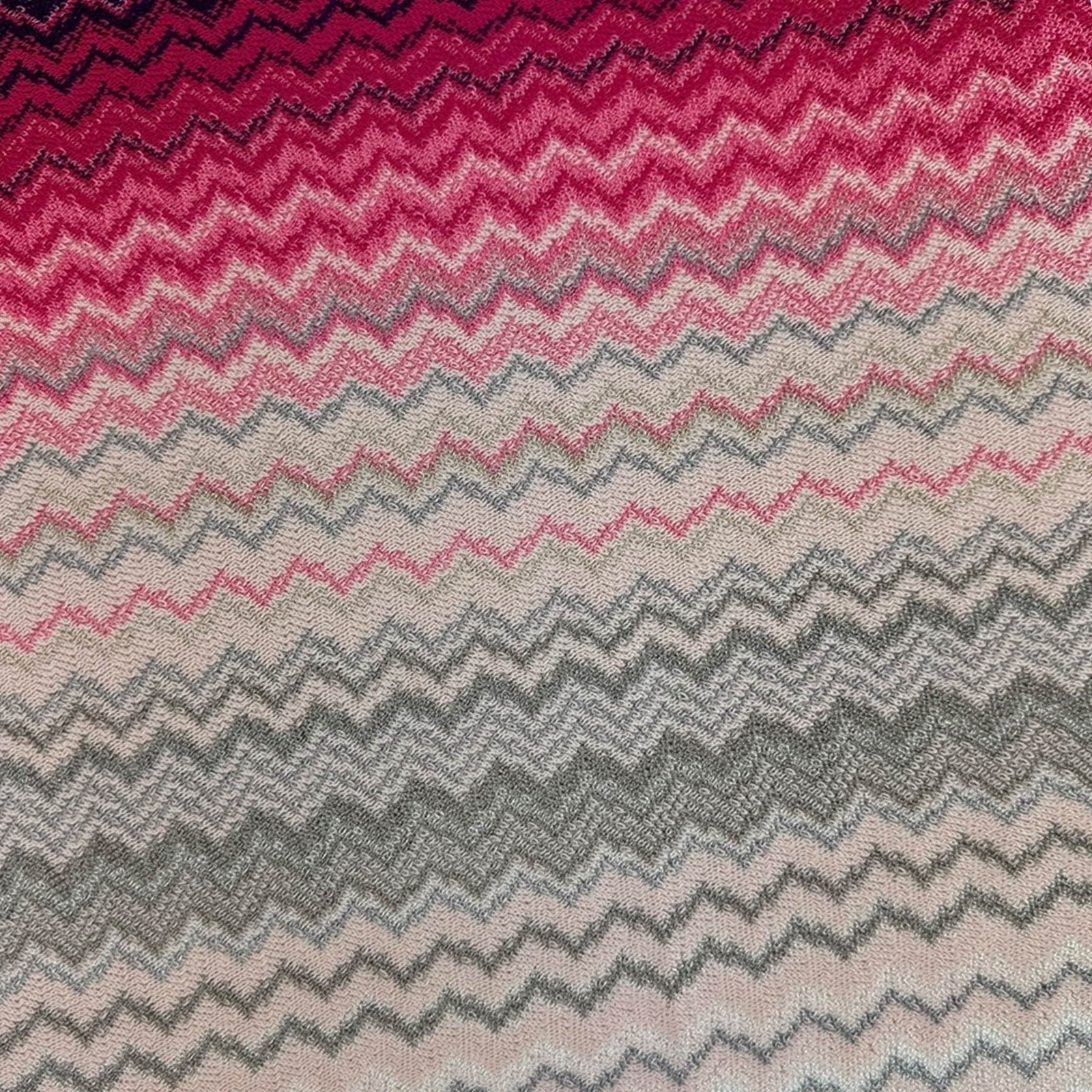Missoni Scarf Pink White Gray Zigzag Pattern - Women 