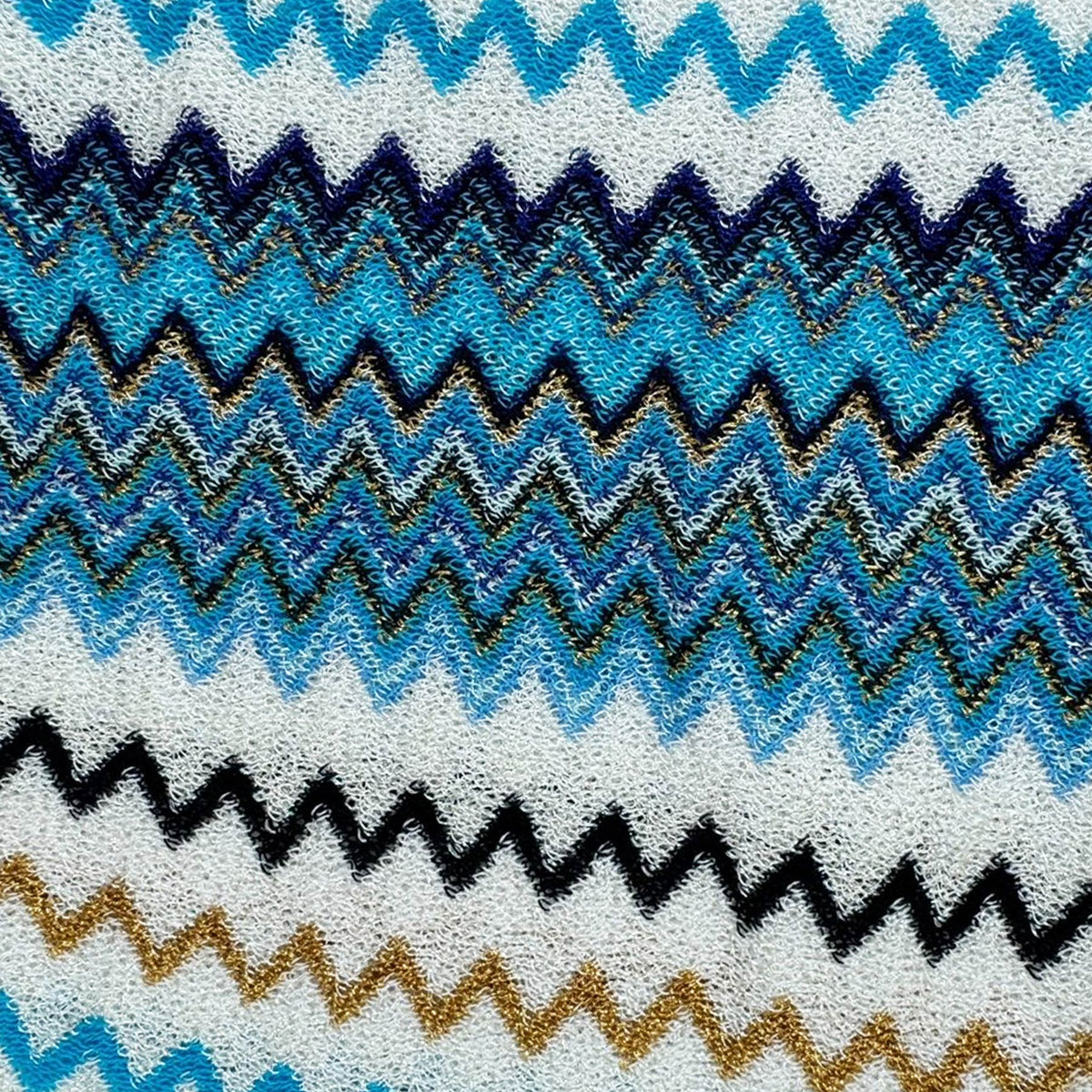 Missoni Scarf Aqua White Olive-Gold Chevron Design - Women Designer Shawl SALE