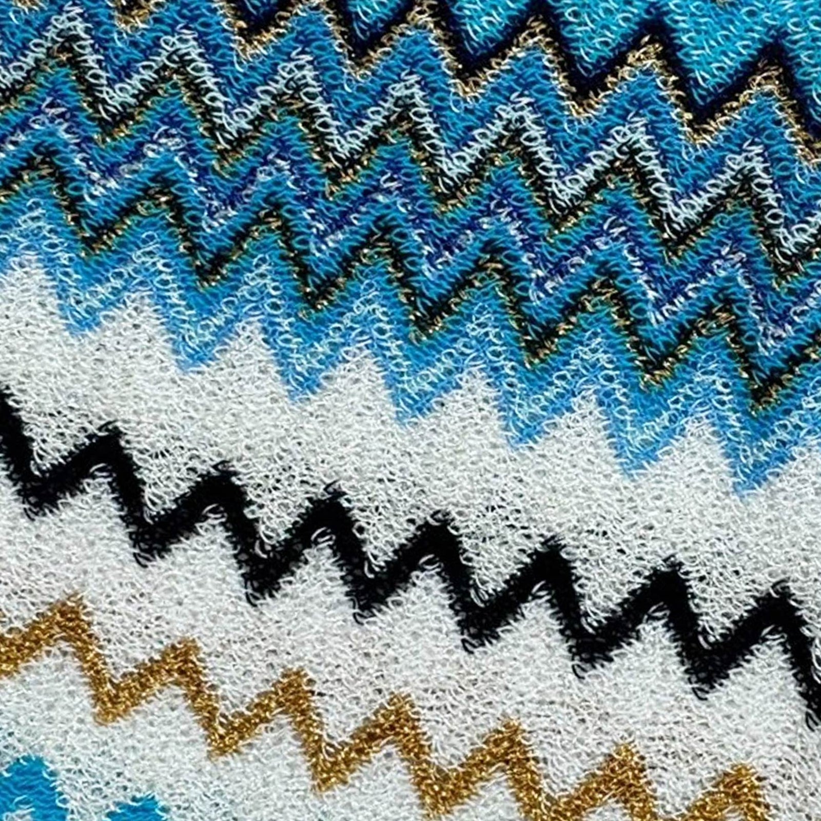 Missoni Scarf Aqua White Olive-Gold Chevron Design - Women Designer Shawl SALE