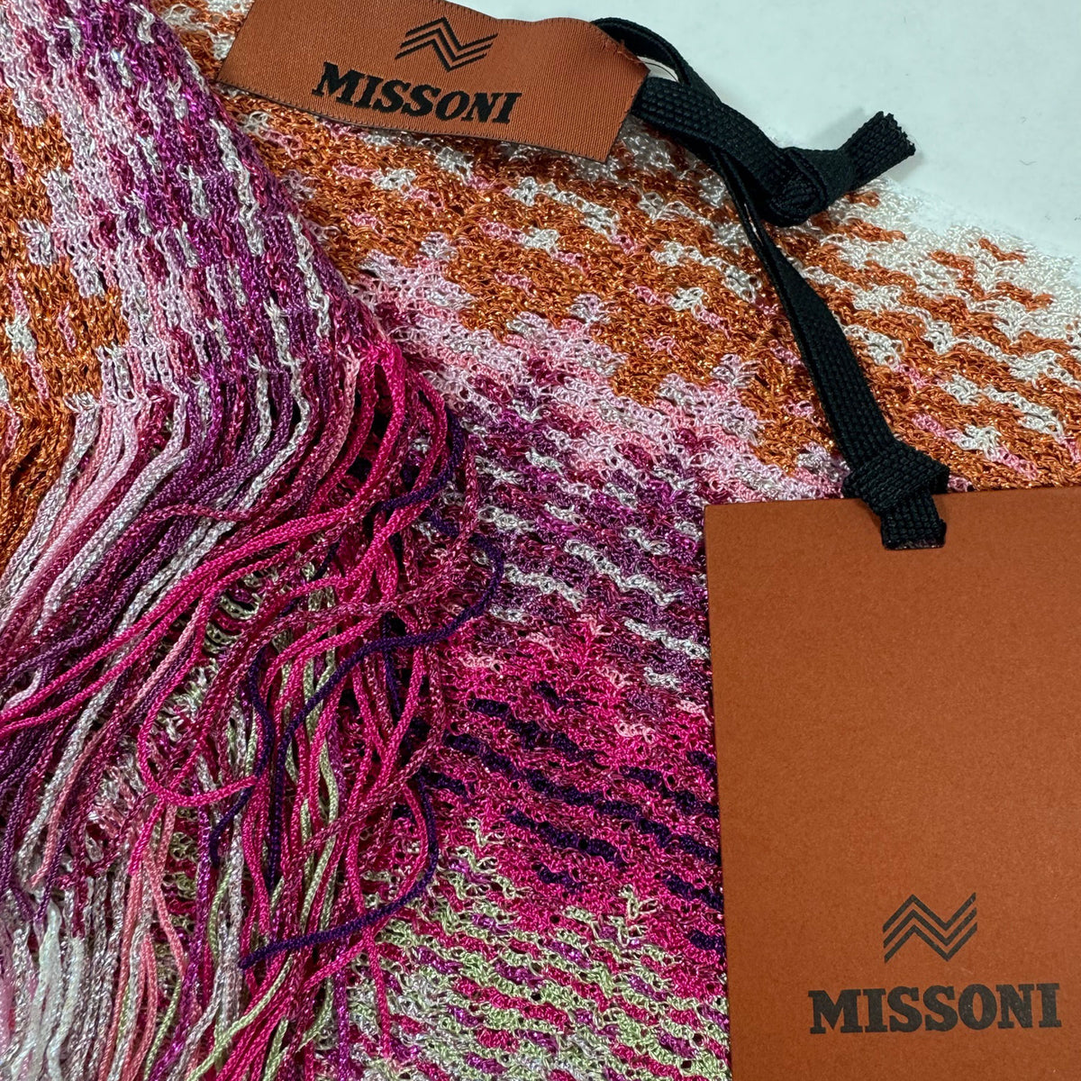 Missoni Scarf Rust Orange Zig Zag Design - Women Designer Shawl