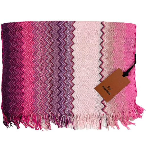 Missoni Scarf Pink Chevron Design - Women Designer Shawl - Como Milano