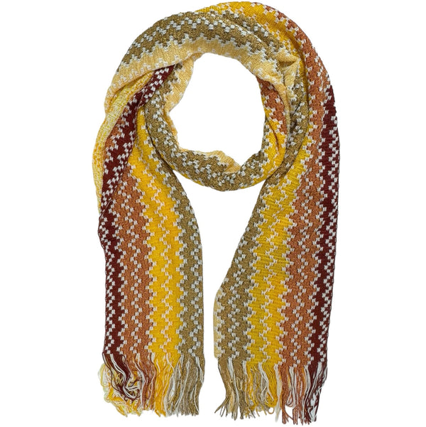 Missoni Scarf Brown Orange Olive Chevron Design - Women Designer