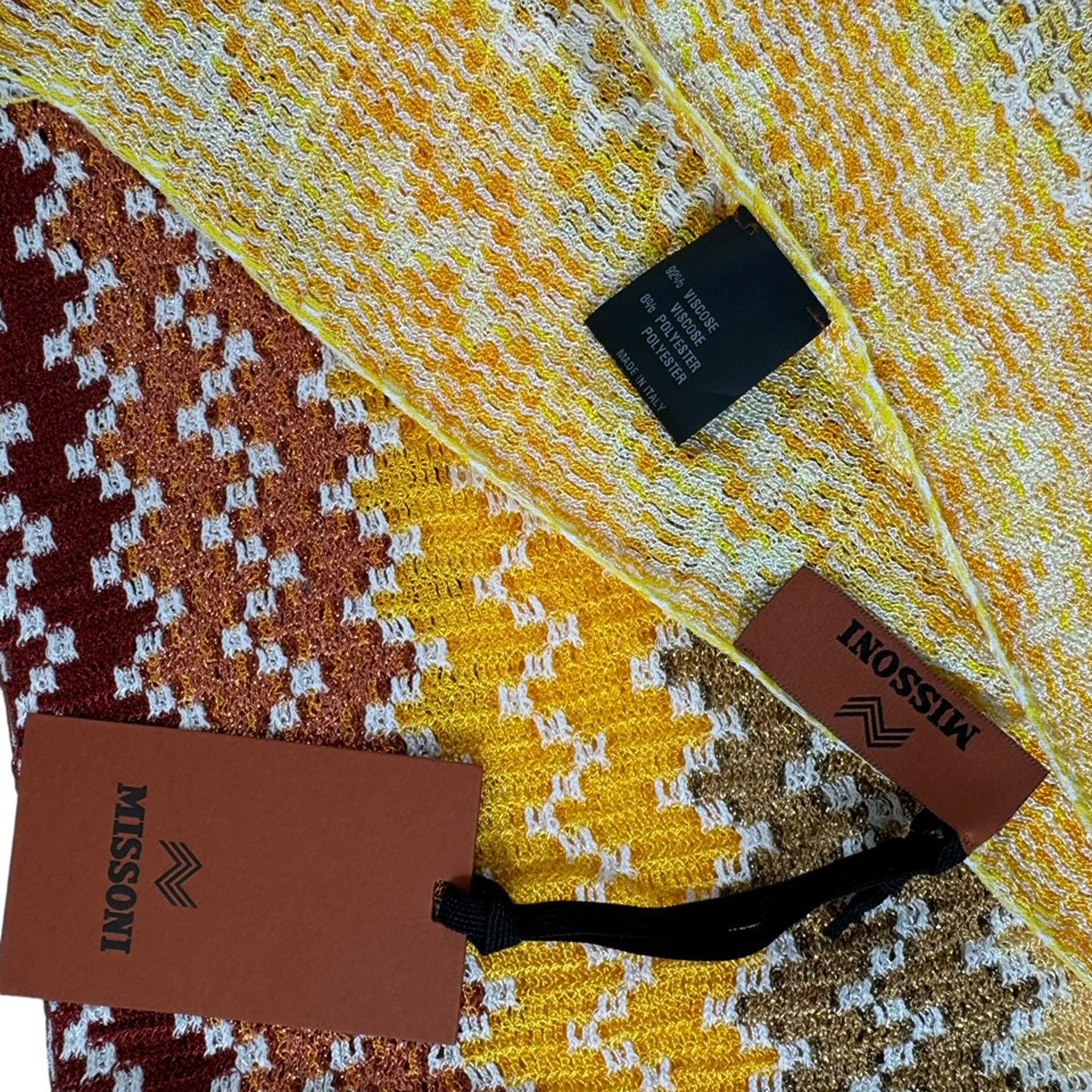 Missoni Scarf Brown Orange Gray Chevron Design - Women Designer Shawl