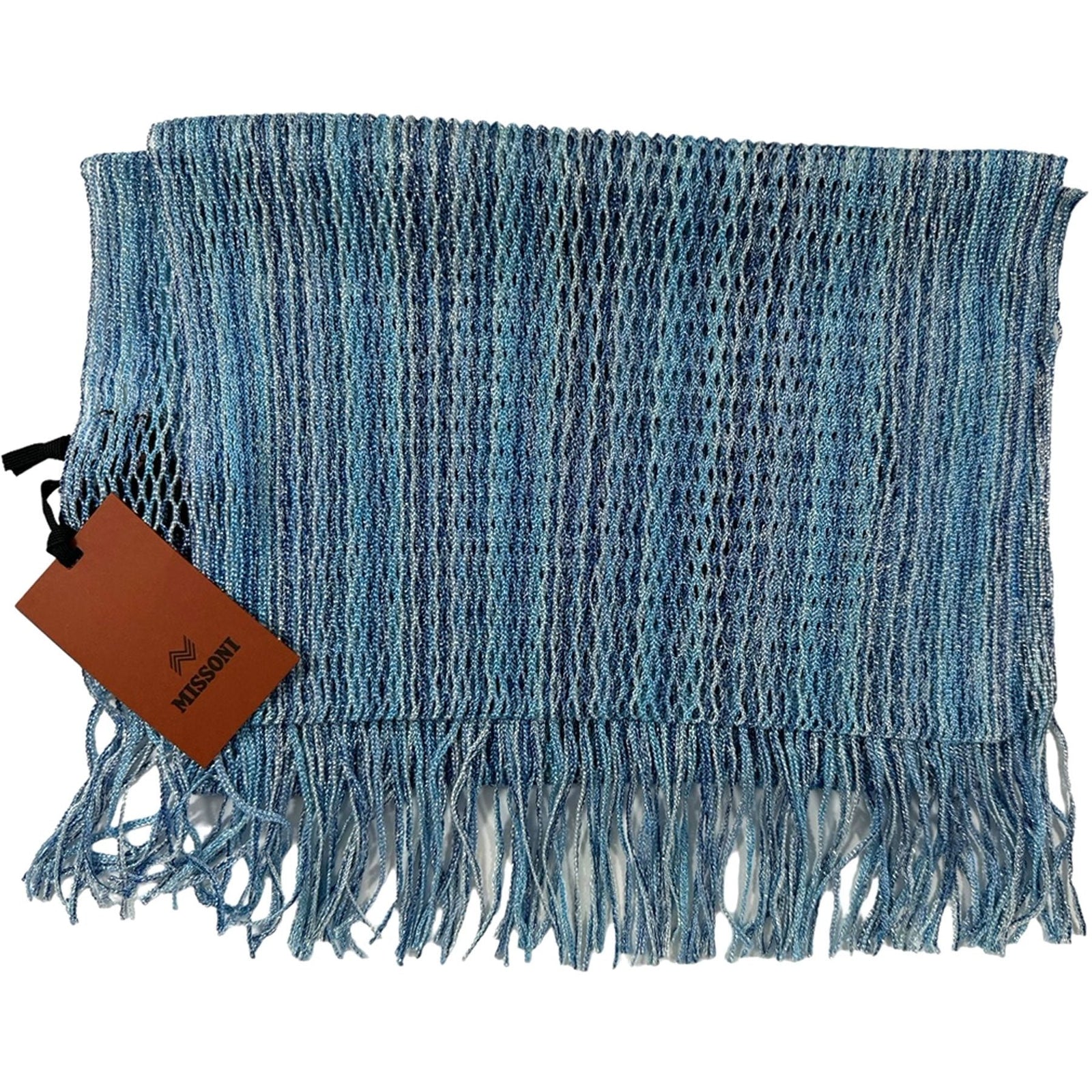 Missoni Scarf Blue Gray Weave Design - Women Designer Shawl