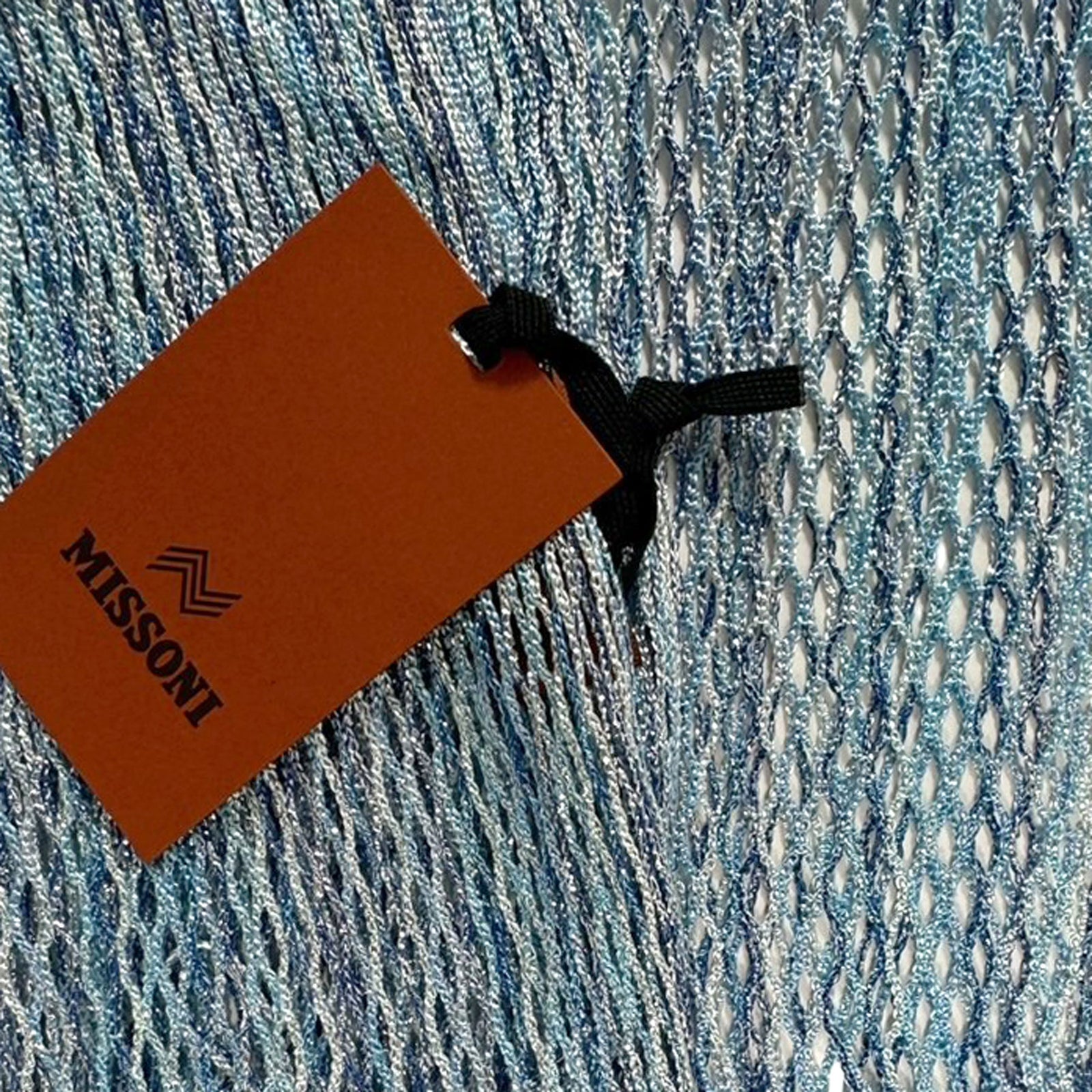 Missoni Scarf Blue Gray Weave Design - Women Designer Shawl