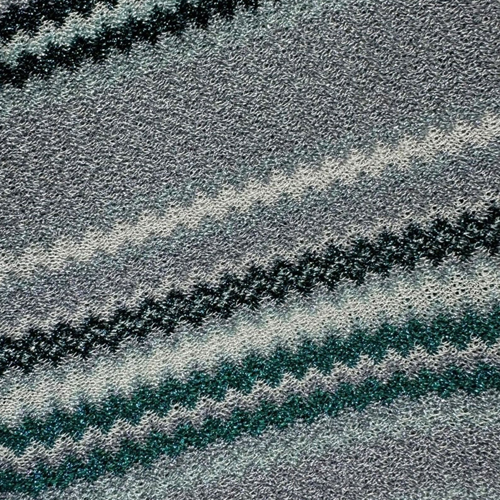 Missoni Scarf Emerald Green Gray Chevron Design - Linen Viscose