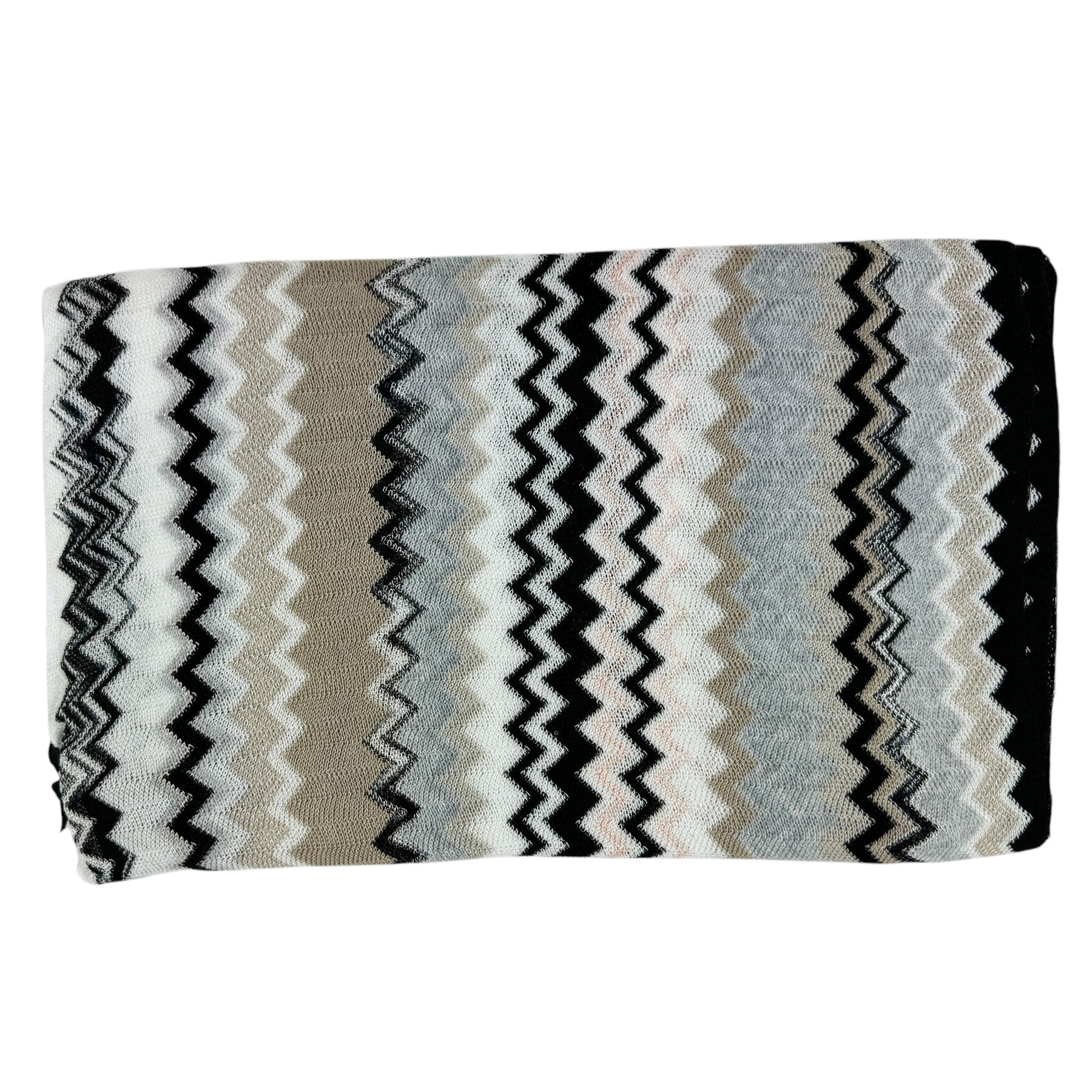 Missoni Scarf Gray Taupe Black Zig Zag Pattern - Women Designer