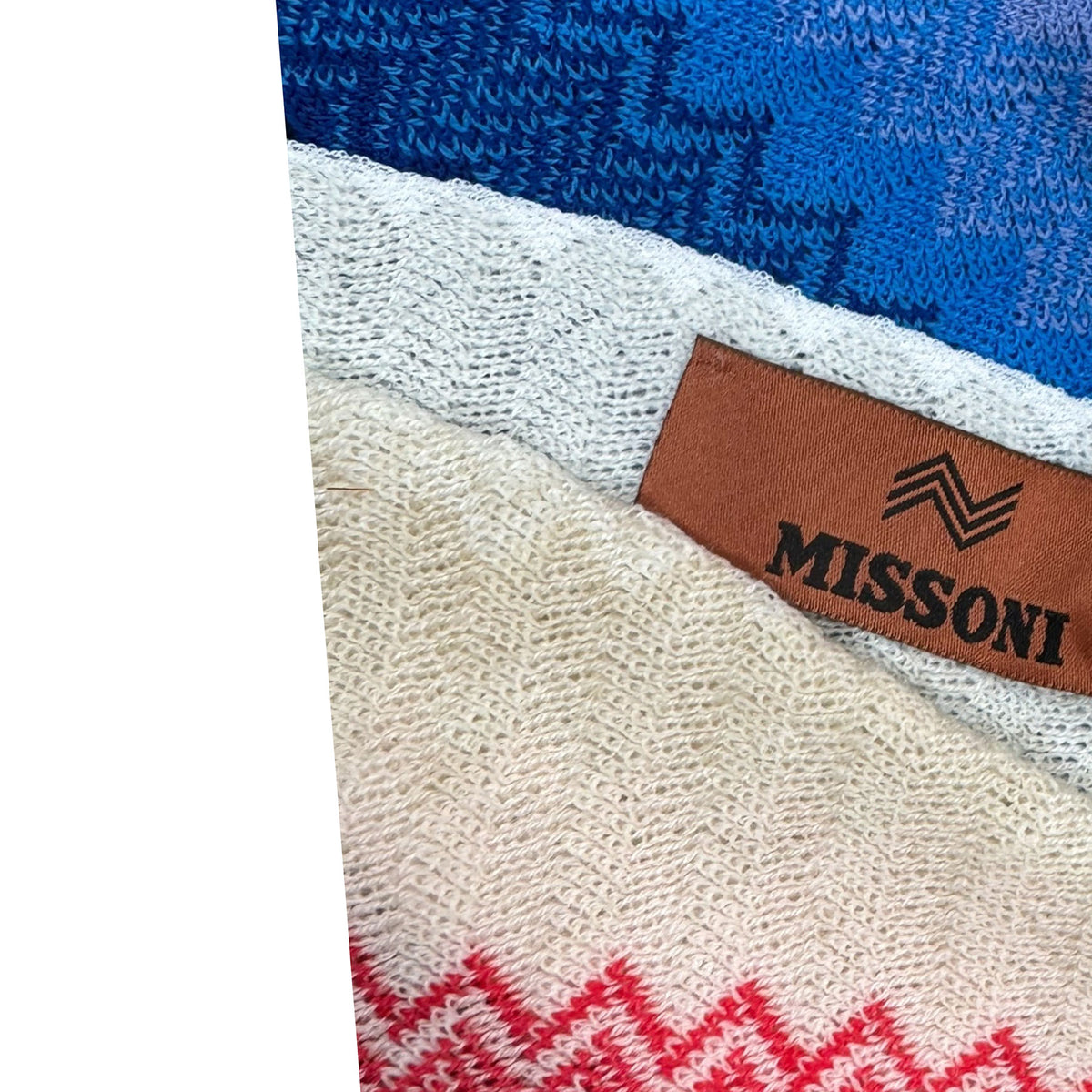 Missoni Scarf Blue Pink White Design -
 Wool Shawl