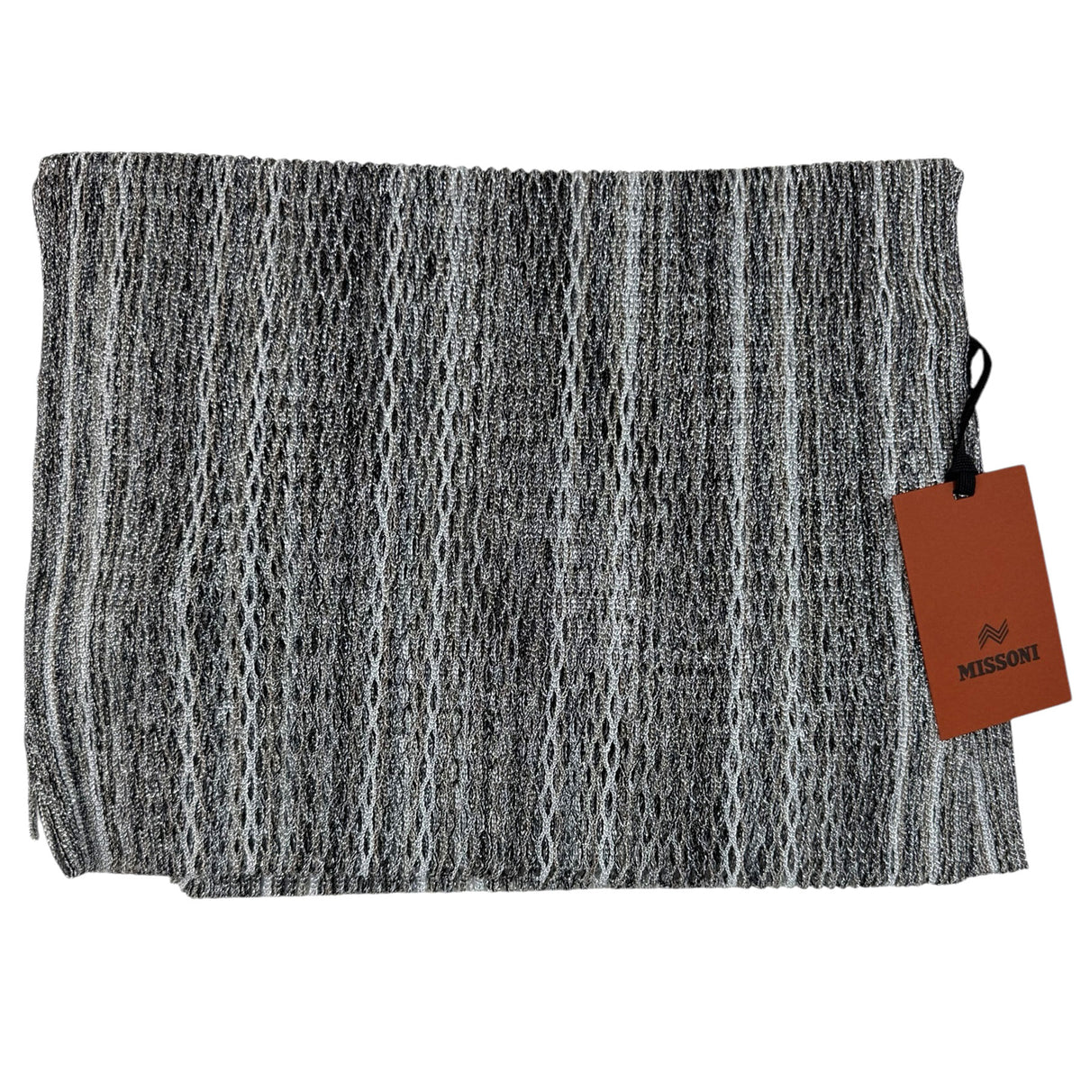 Missoni Scarf Gray Silver Design - Loose Knit Women Designer Shawl