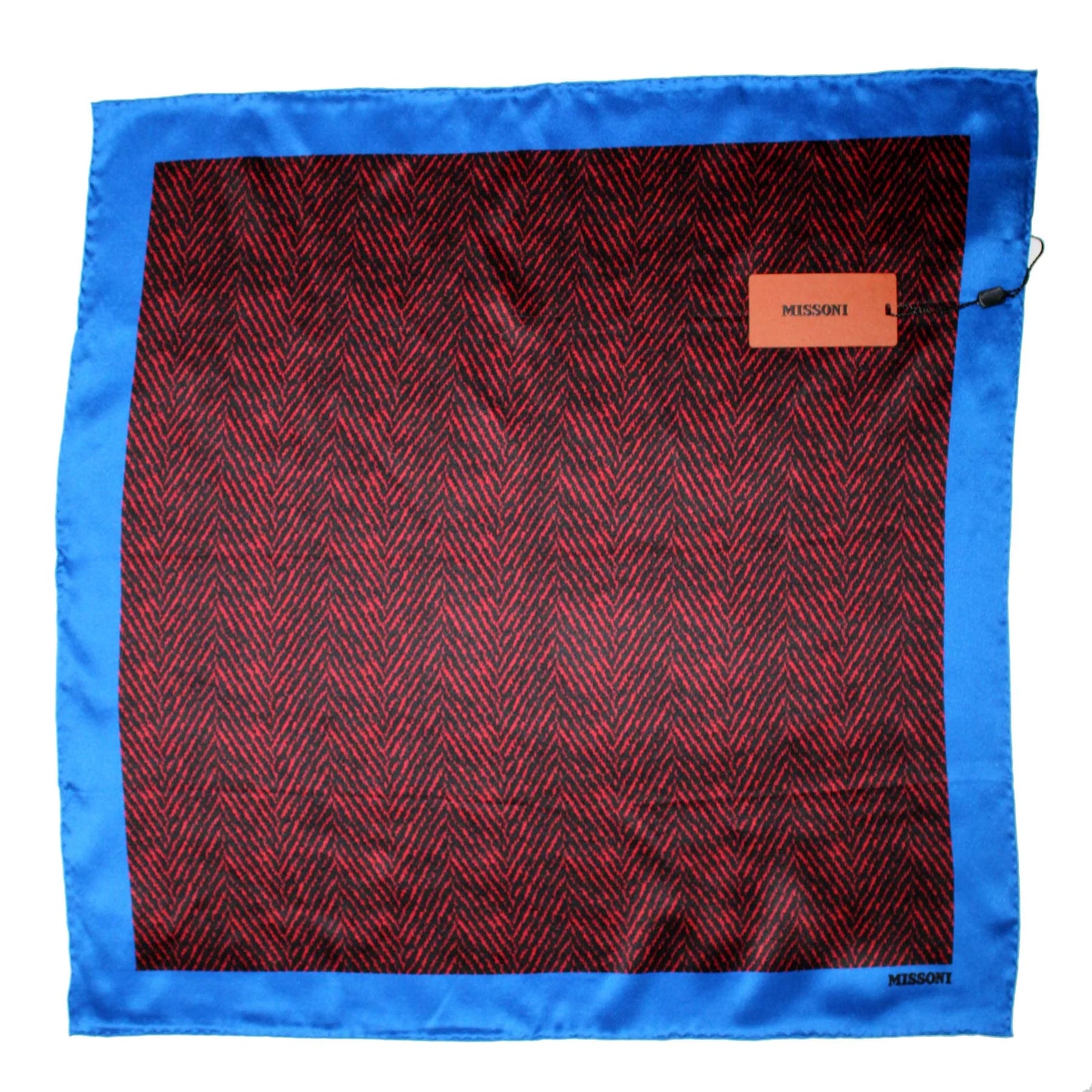 Missoni Small Silk Scarf Royal Blue Fire Red Black FINAL SALE