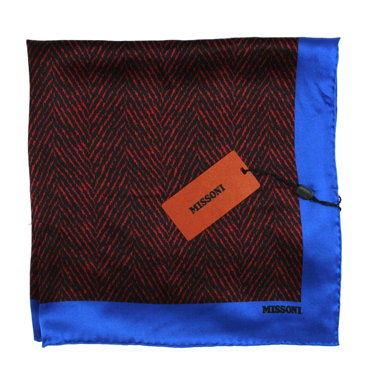 Missoni Small Silk Scarf Royal Blue Fire Red Black FINAL SALE
