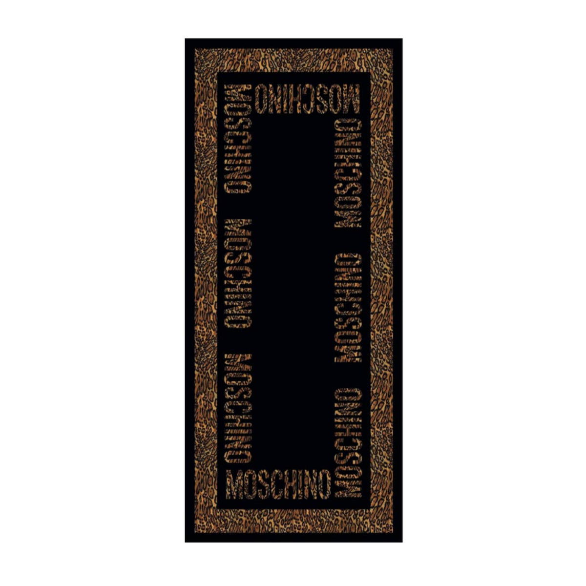 Moschino Scarf Black Logo Leopard Design - Large Wool Silk Shawl FINAL SALE