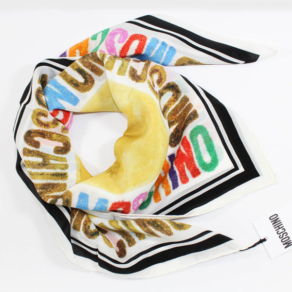 【送料&関税込】Moschino Silk Scarf Moschino Scarf Red Toy Bear - Lightweight Cotton Silk Shawl
