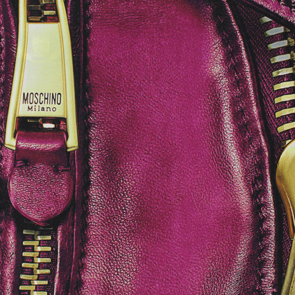 Moschino Scarf Magenta Leather Jacket - Square Silk Foulard SALE