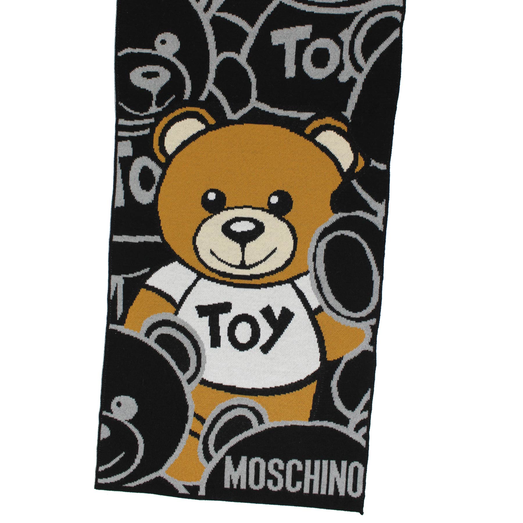 Moschino Wool Scarf Gray Toy Bear 