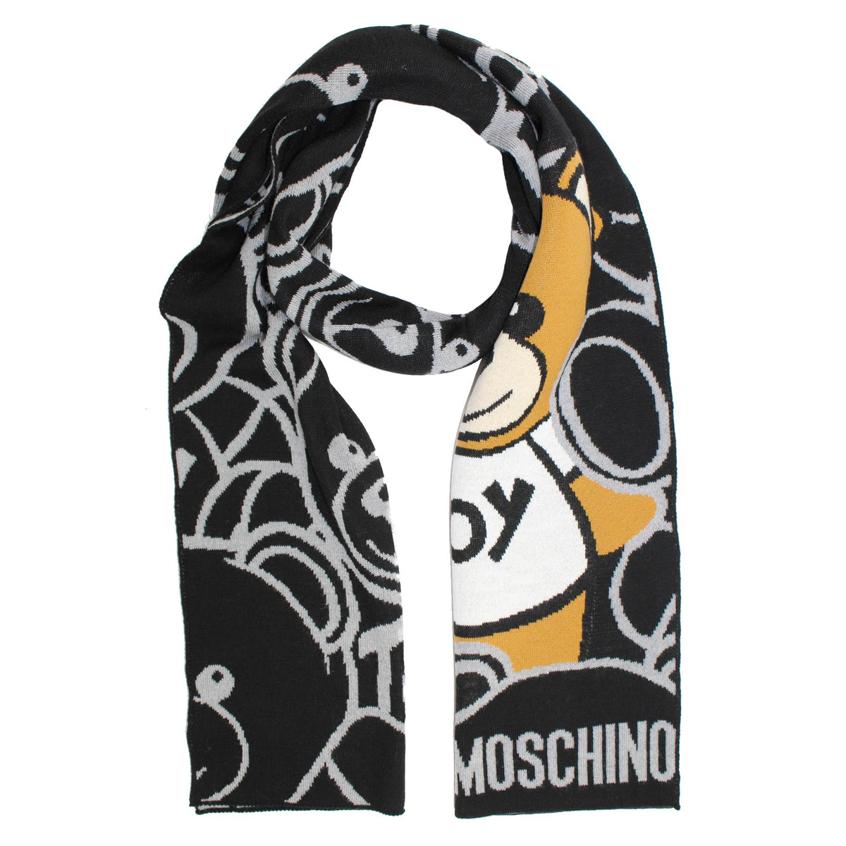 Moschino Wool Scarf Gray Toy Bear - F/W 2023/ 24 Women Collection
