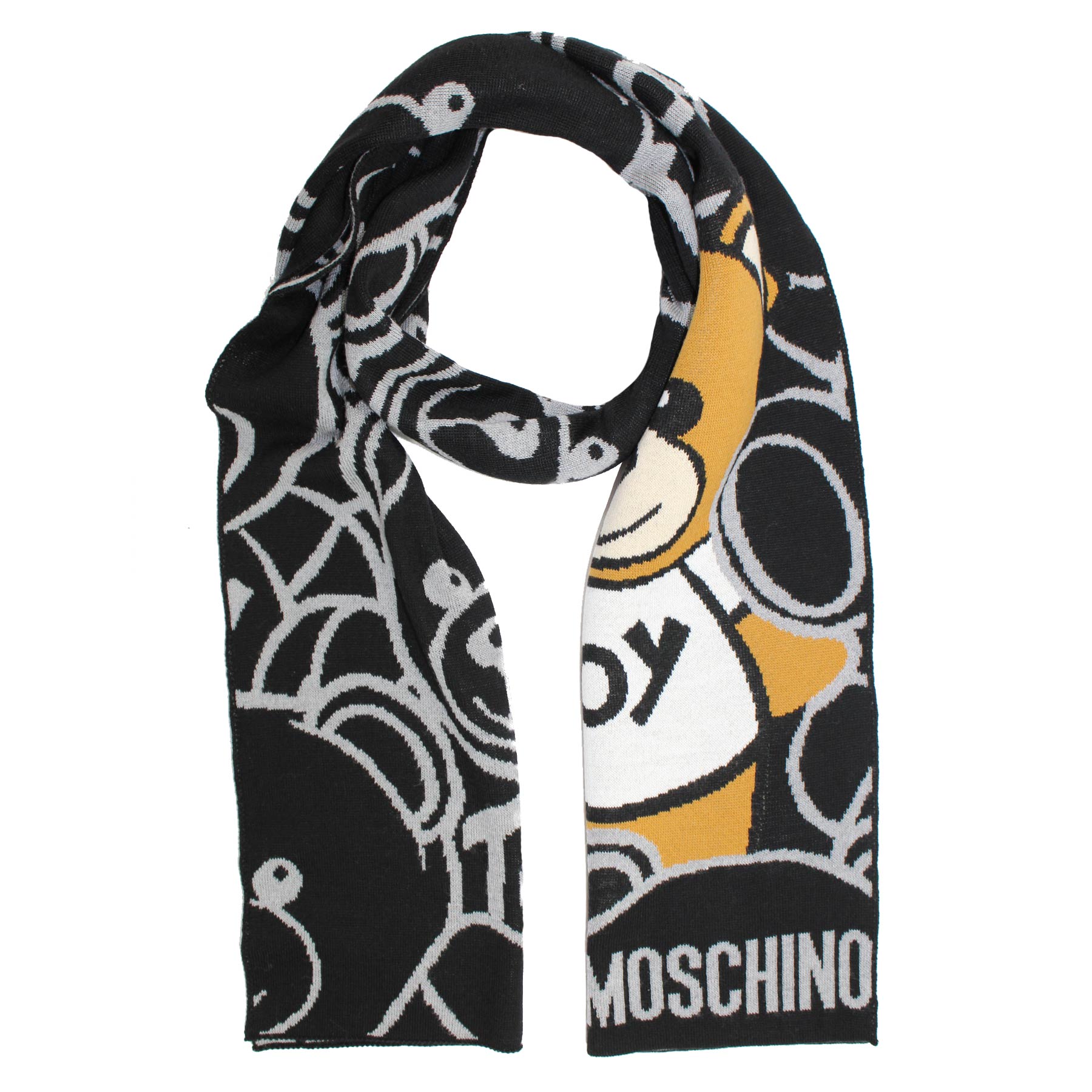 Moschino Wool Scarf Gray Toy Bear 