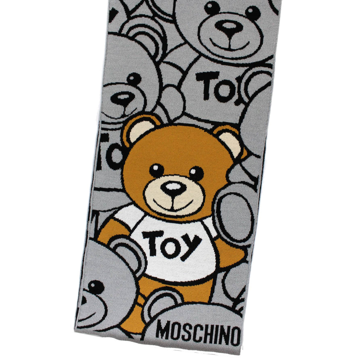 Moschino Wool Scarf Gray Toy Teddy Bear Women Collection FINAL SALE