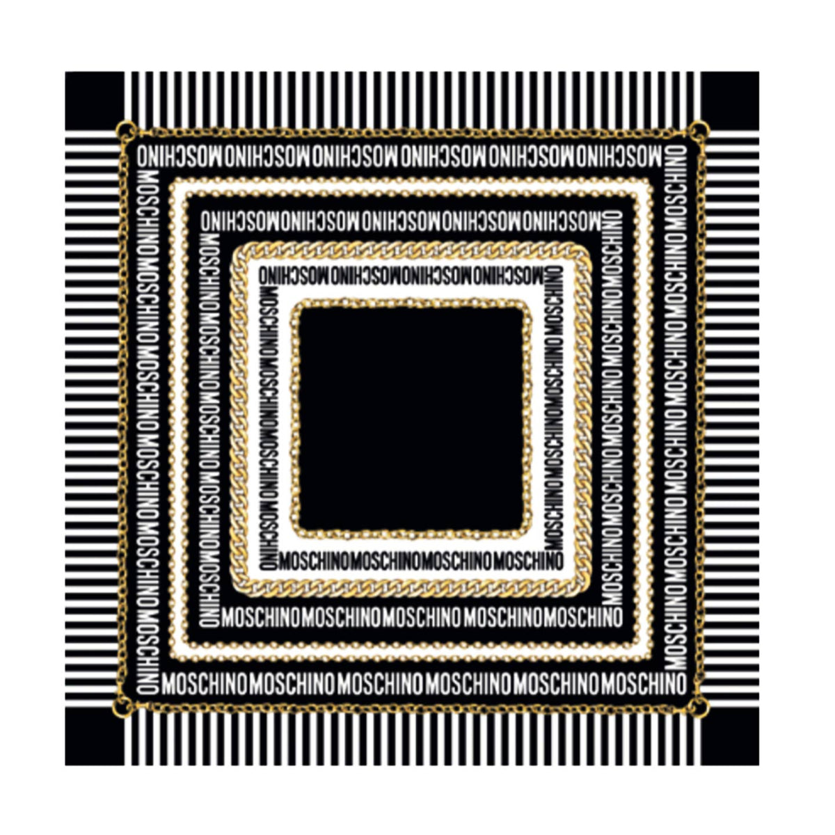 Moschino Scarf Black White Logo Design - Large Square Silk Foulard SALE