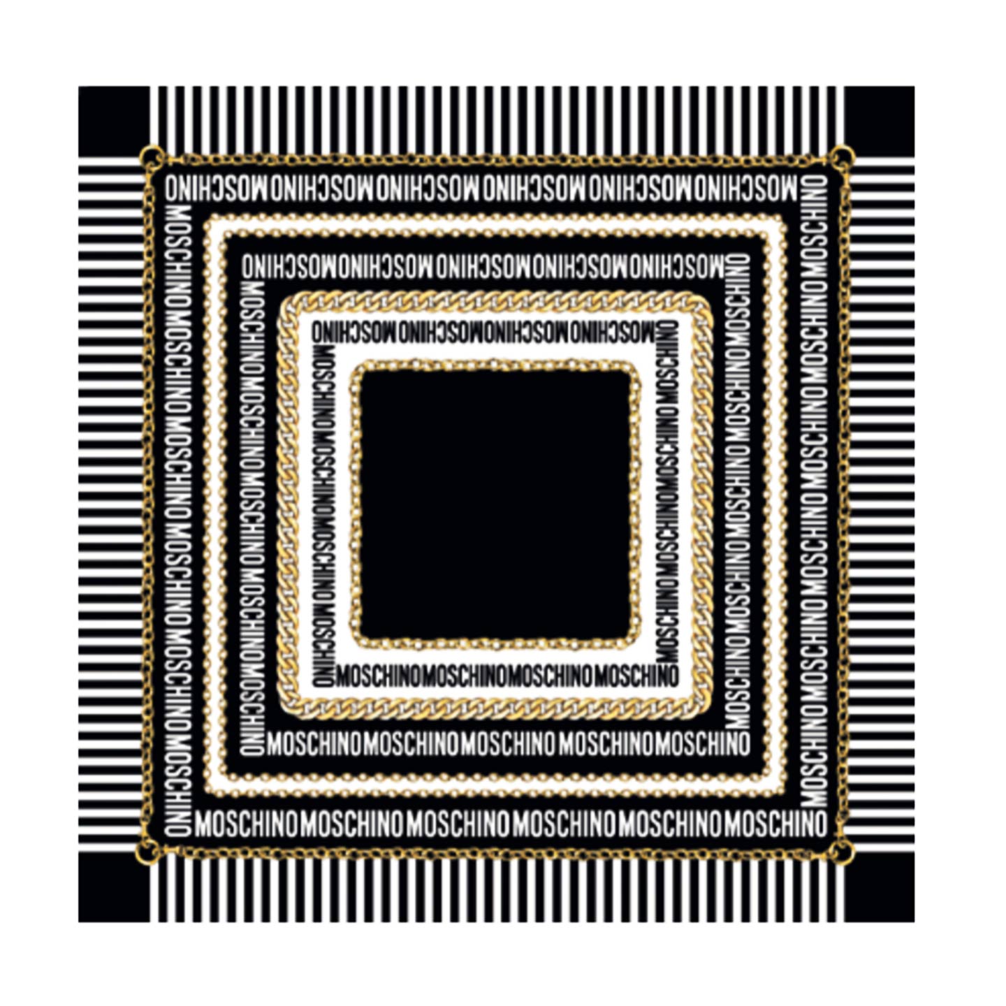 Moschino Scarf Black White Logo Design - Large Square Silk Foulard - 2023/24 Collection