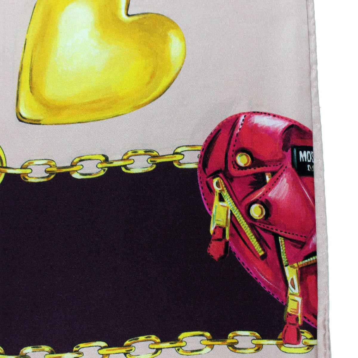 Moschino Silk Scarf Pink Purple Gold Heart &amp; Accessories - Medium Square SALE