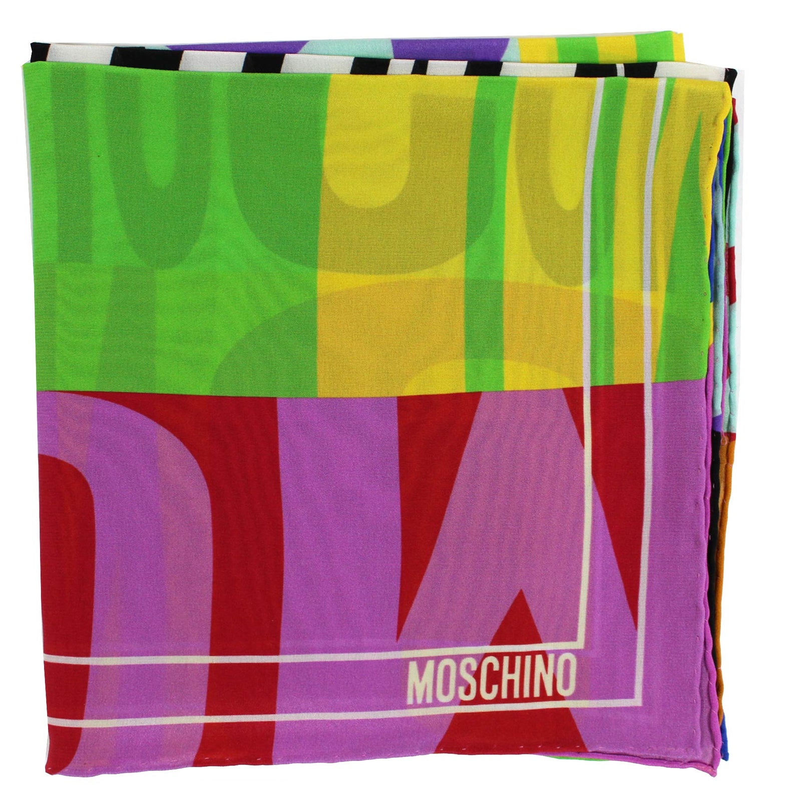 Moschino Scarf Colorful Logo Design - Large Square Silk Foulard SALE