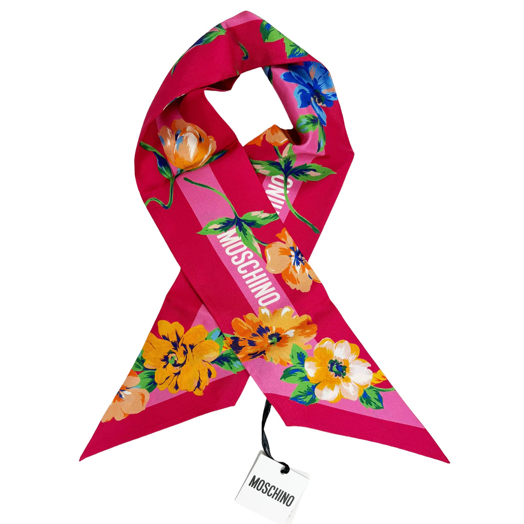 Moschino Twilly Pink Floral Design - Small Scarf