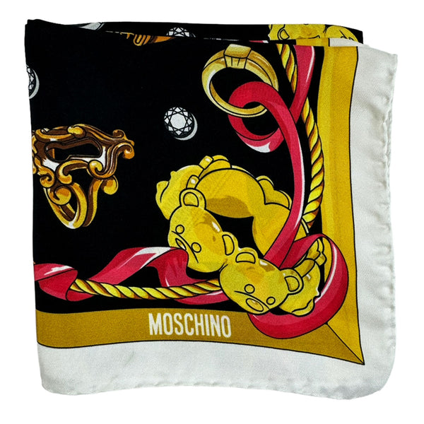 Moschino Silk Scarf Black Gold Jewelry Design - Medium Square SALE