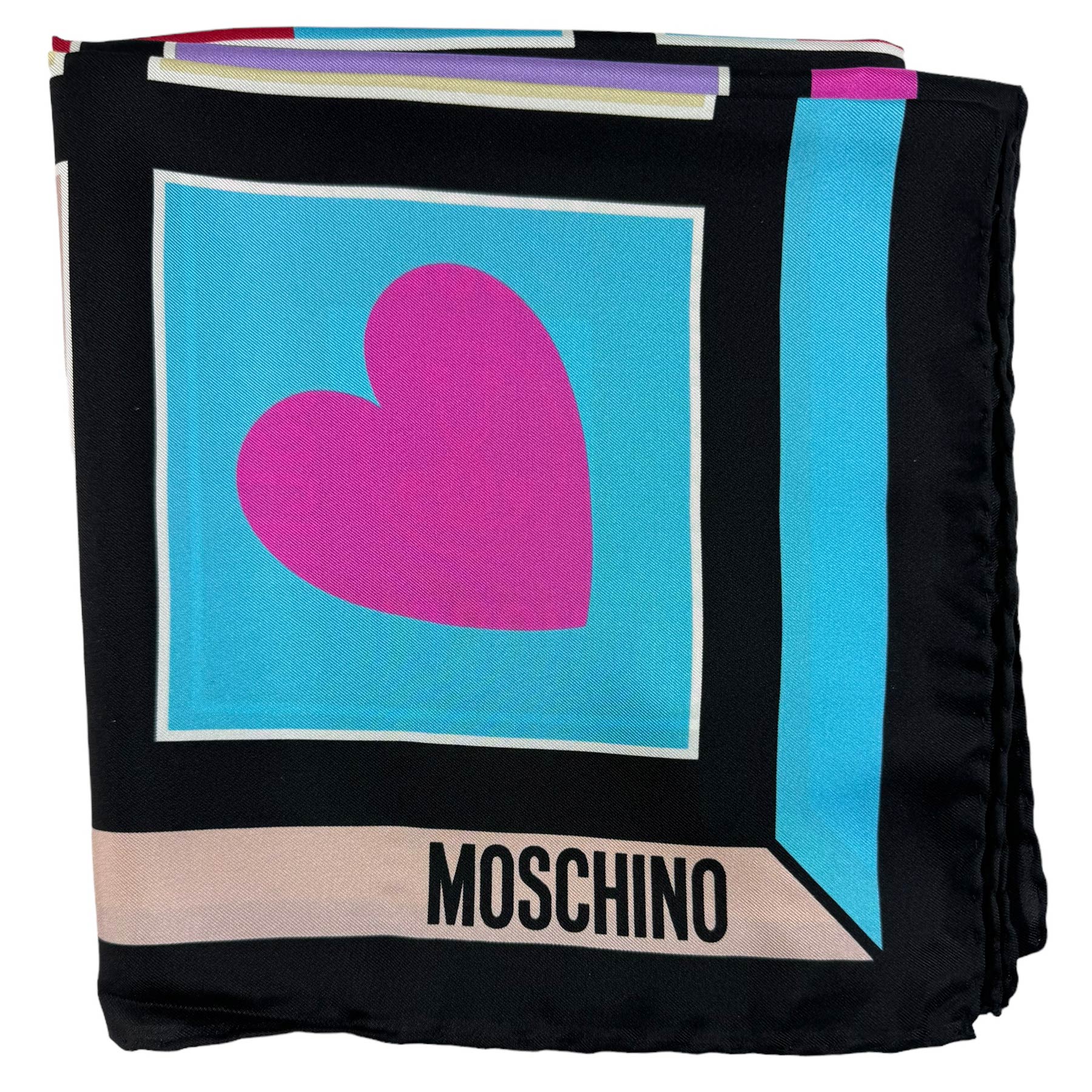 Moschino Silk Scarf Black Signature 