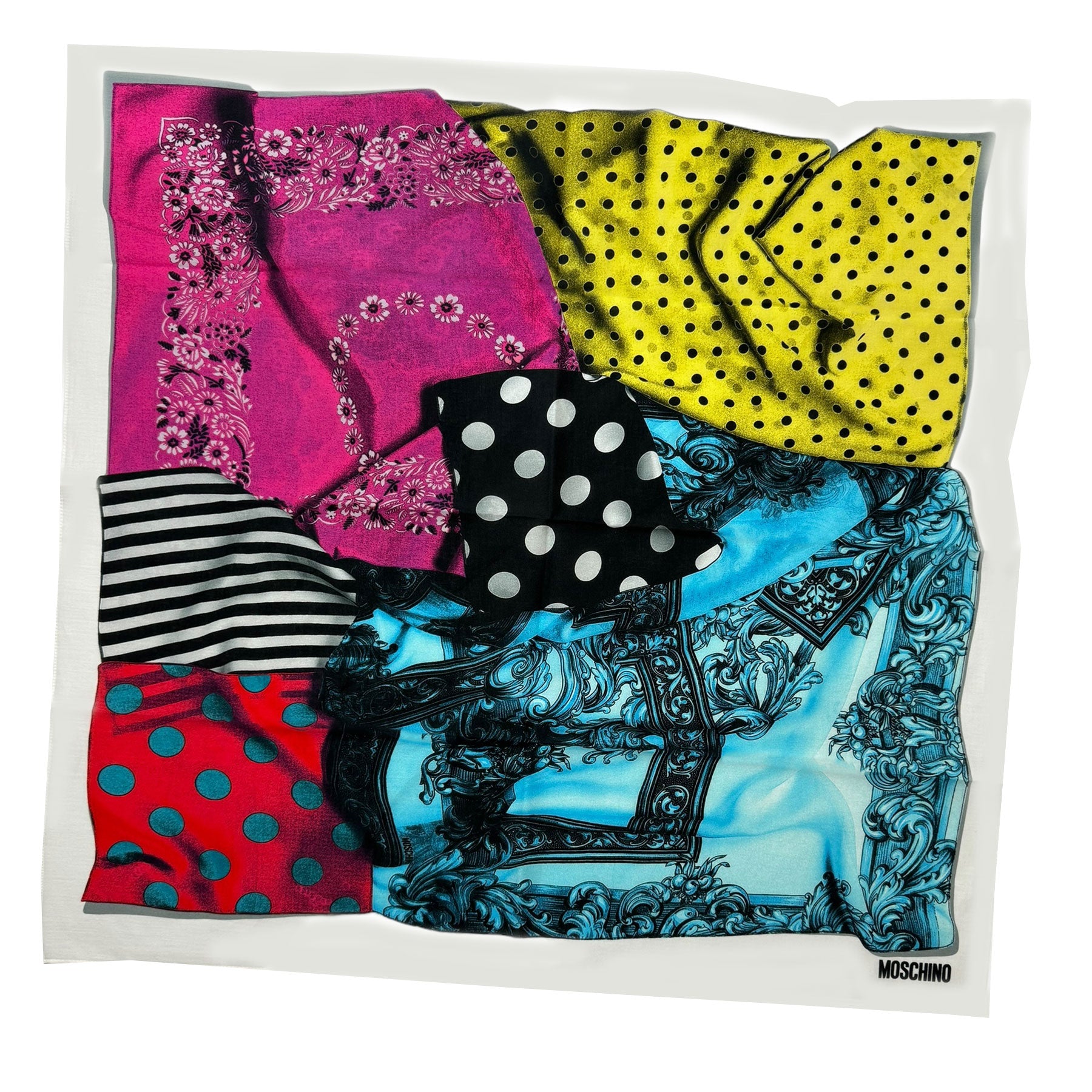 Moschino Cotton Scarf Multi Patch Design - 2024 Collection