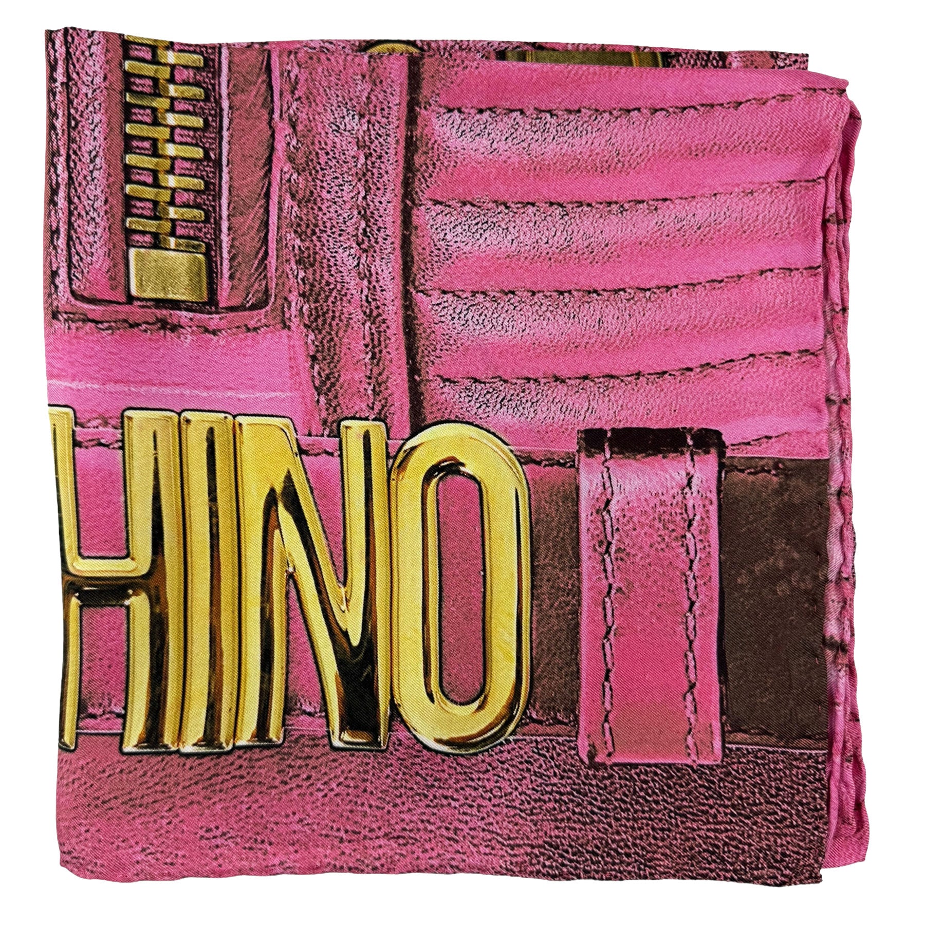 Moschino Scarf Pink Leather Jacket - Large Square Silk Foulard