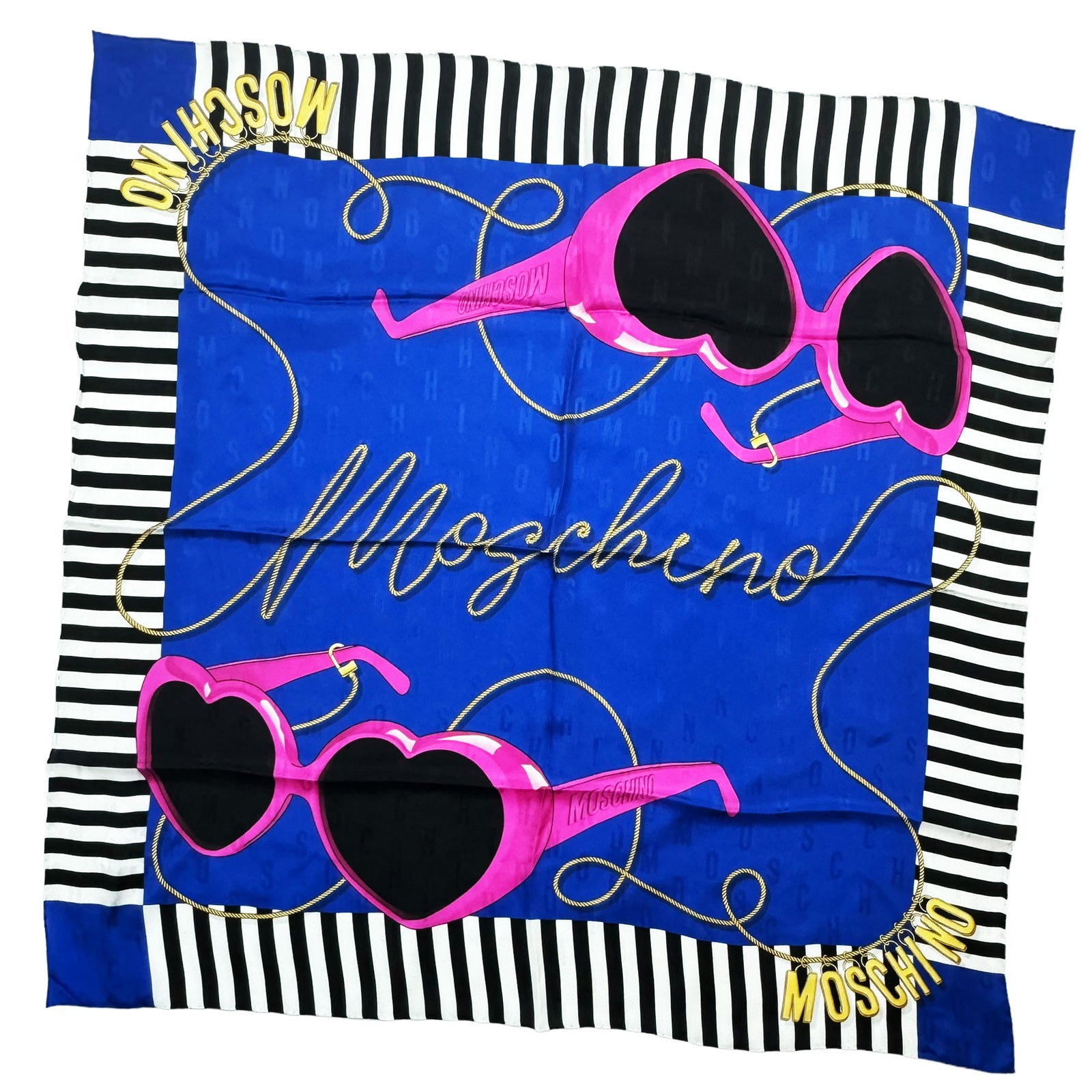 Moschino Scarf Royal Blue Pink Sunglasses Design - Square Silk Foulard SALE