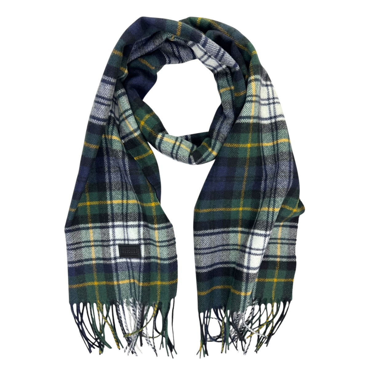 Moschino Scarf Black White Green Plaid - Wool Shawl