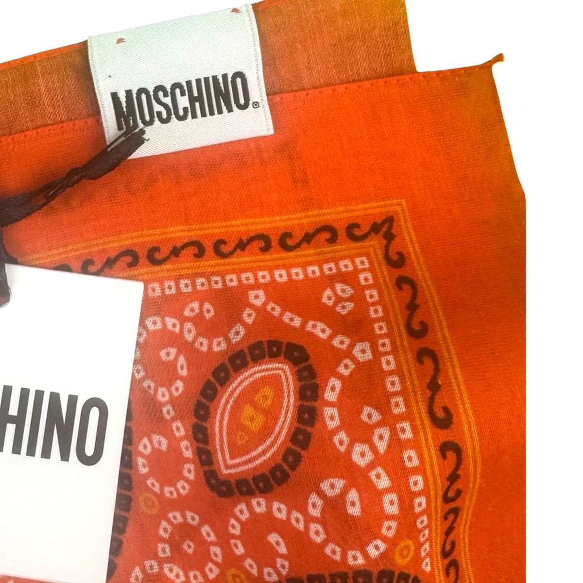 Moschino Scarf Orange Purple Lime Design - Extra Large Cotton Silk Shawl