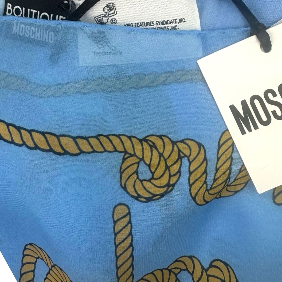 Moschino Scarf White Blue Stripes Olive Oyl Novelty -

