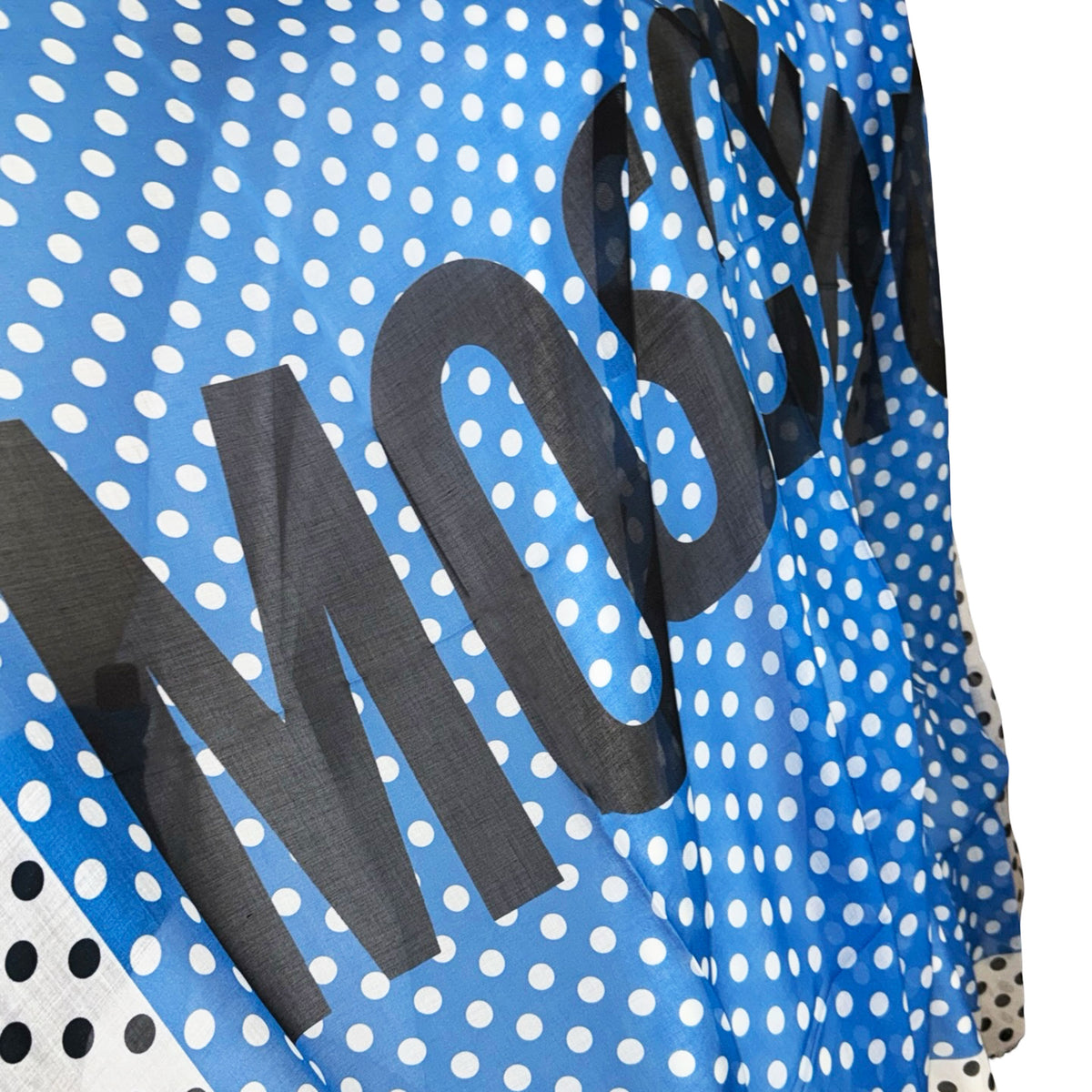 Moschino Scarf Black White Royal Blue Polka Dots - Extra Large Wrap