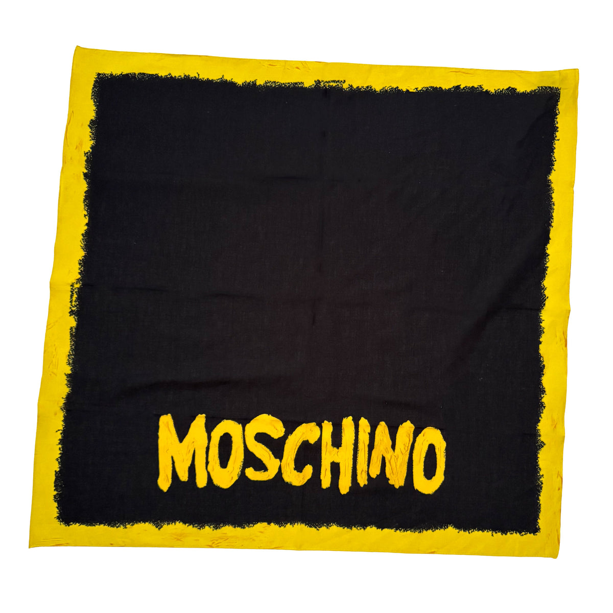 Moschino Cotton Scarf Black Mustard Logo