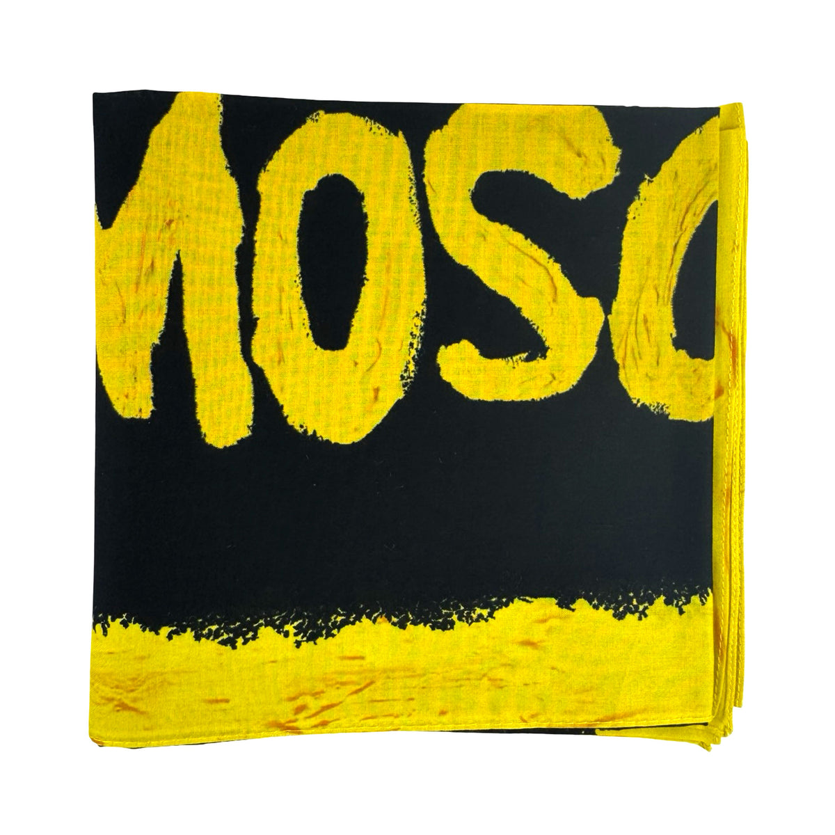 Moschino Cotton Scarf Black Mustard Logo