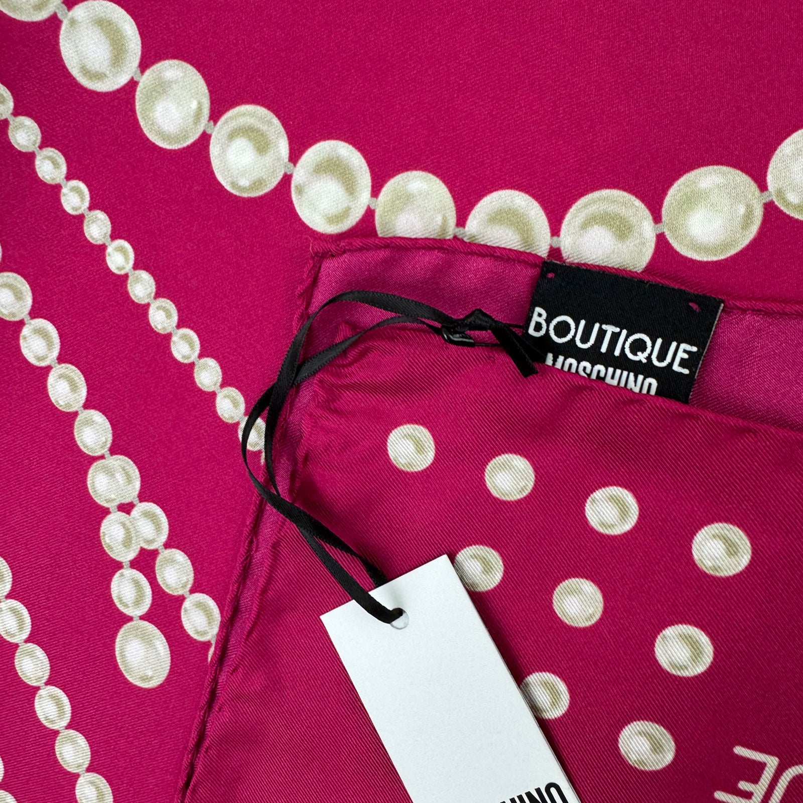 Moschino Scarf Necklace & Pearls Design - Silk Square Foulard