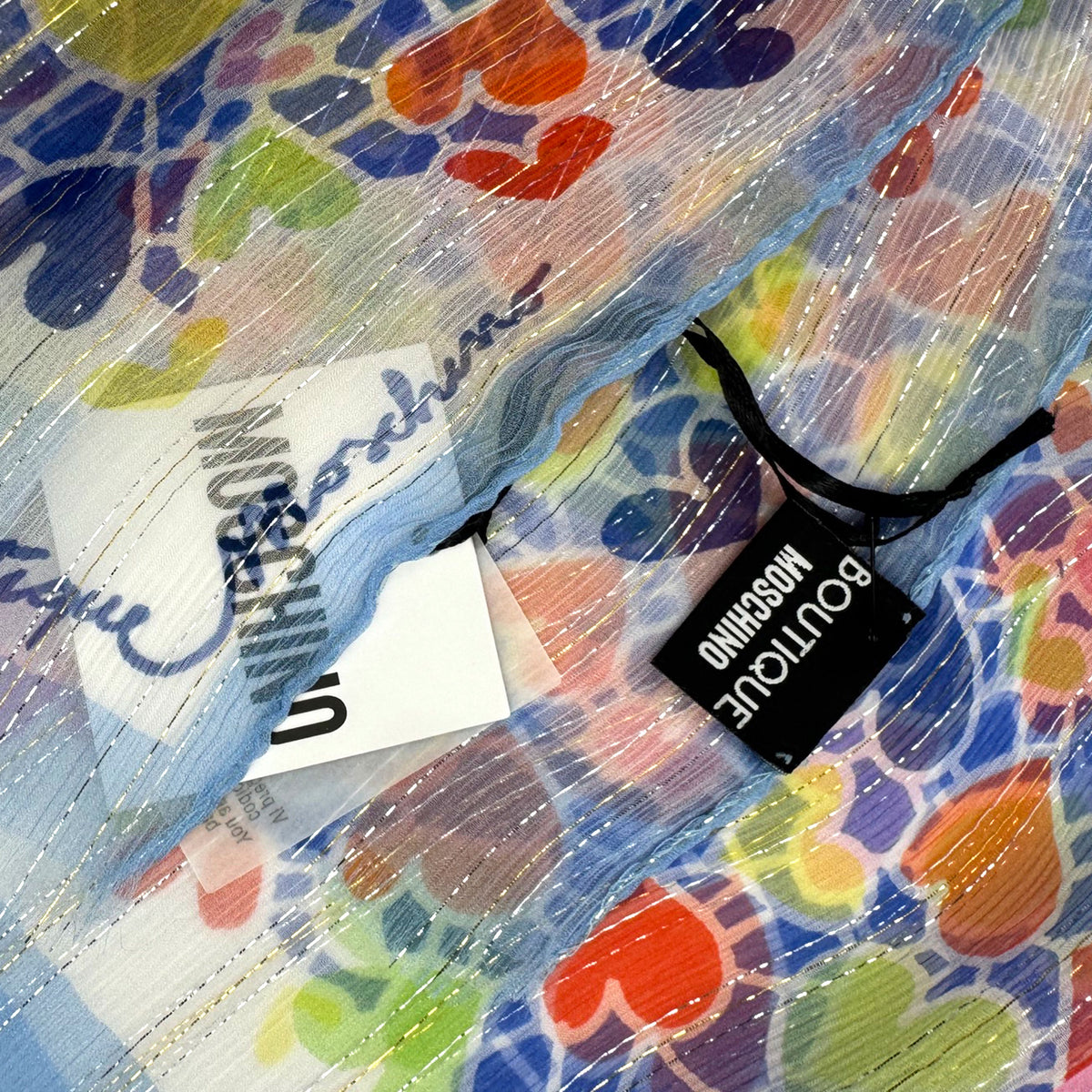 Moschino Scarf Heart &amp; Glitter - Light Weight Silk Shawl