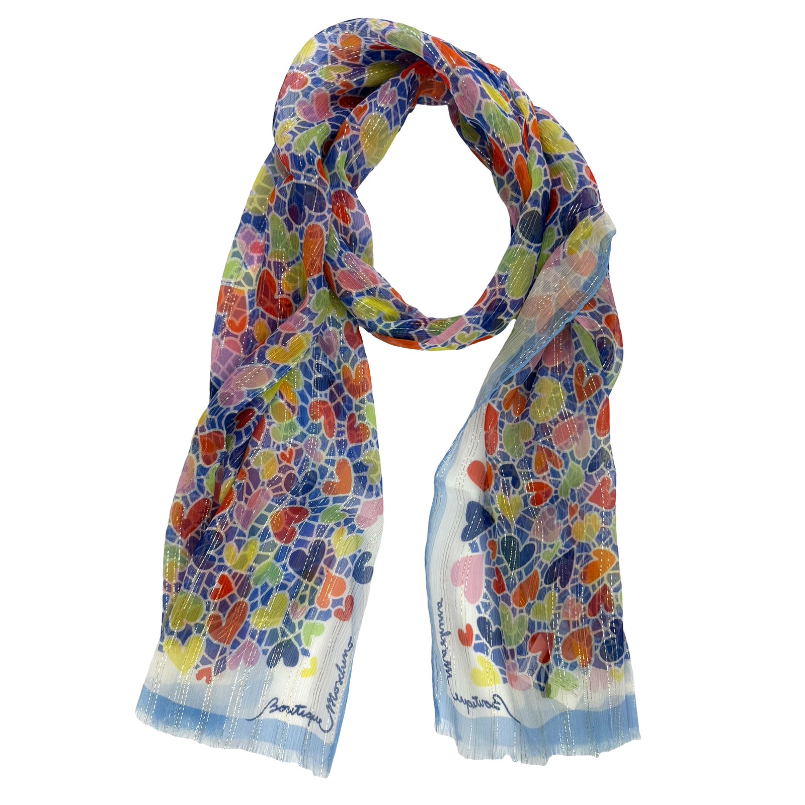 Moschino Scarf Heart & Glitter - Light Weight Silk Shawl