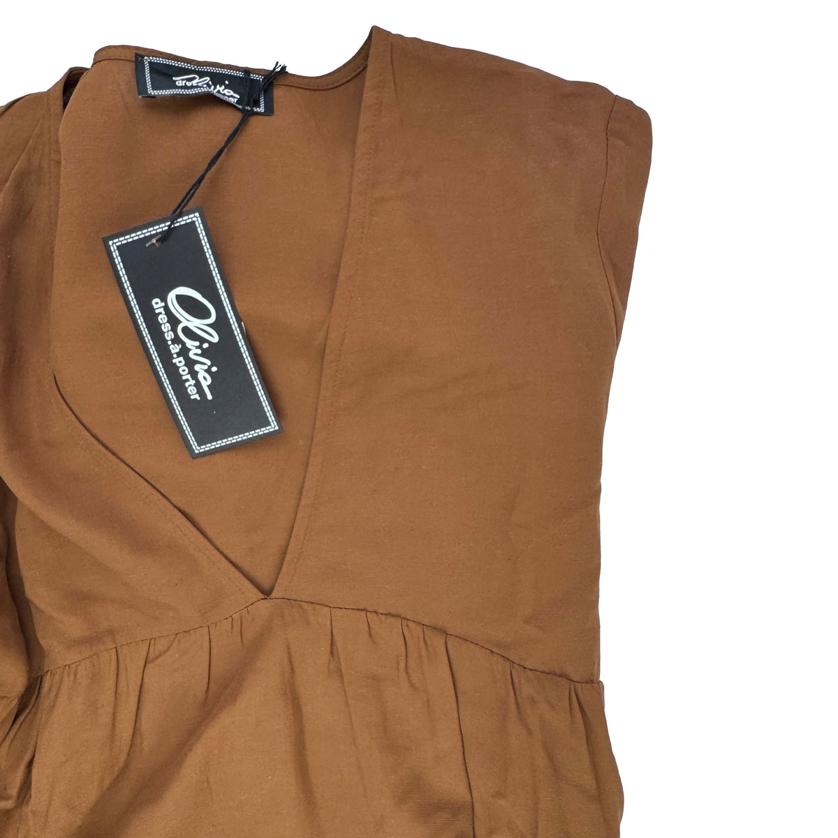 Olivia Kaftan Kaftan Dress Tabacco Brown S - Linen - Women Beachwear Hand Made In Italy SALE