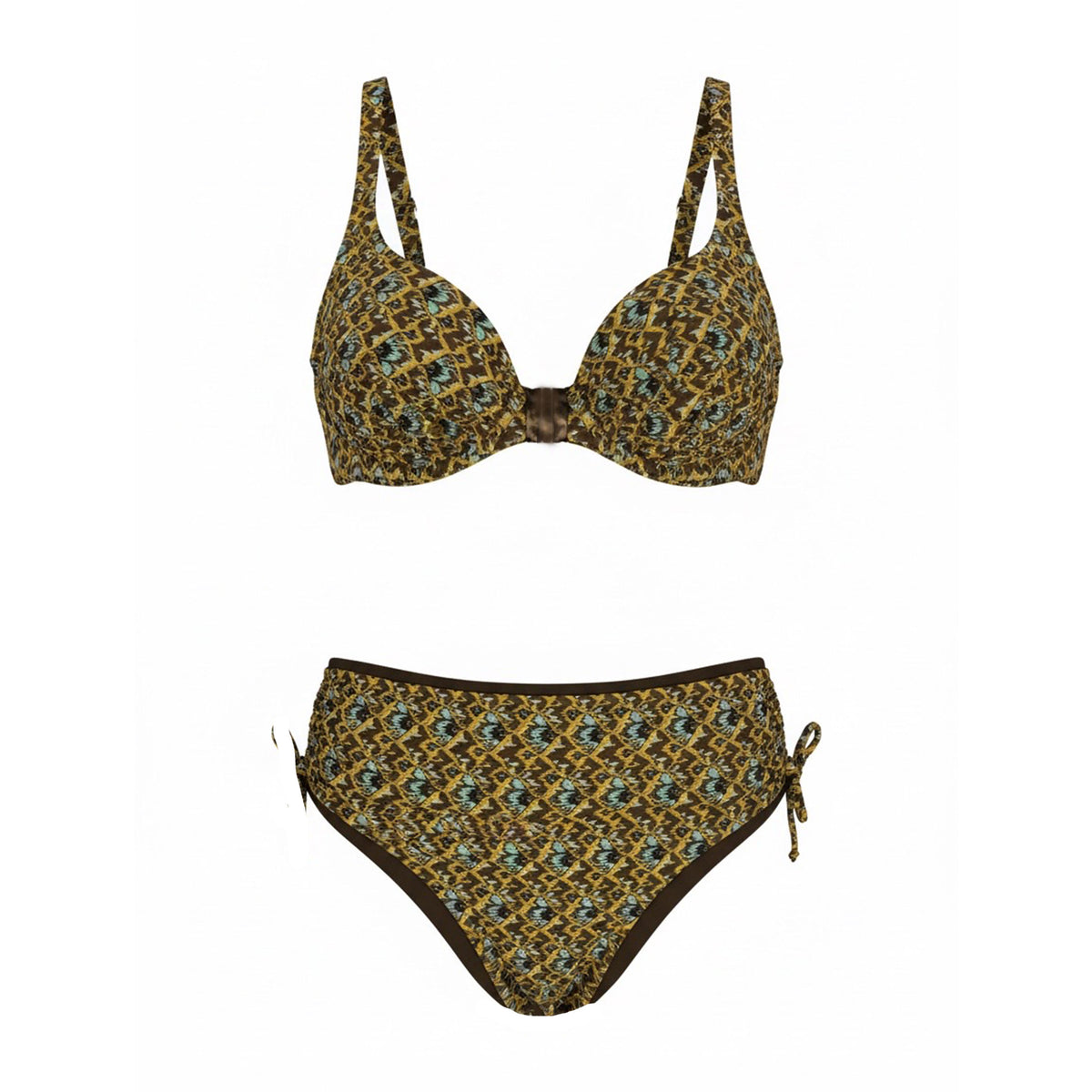 Olivia Bikini Olive Brown Sky Blue IT 44/ US 8 - Cup D - SALE